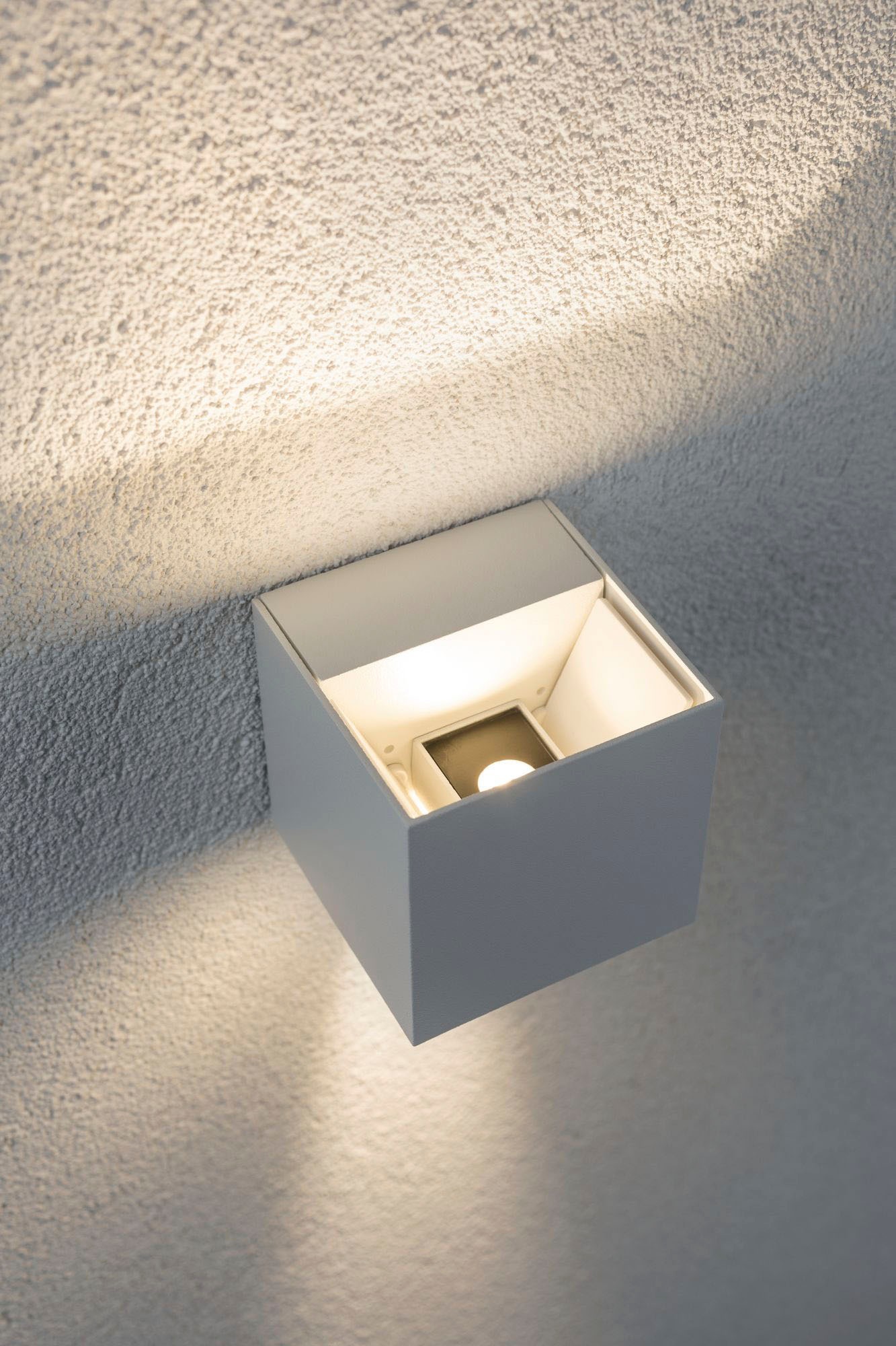 Paulmann LED Außen-Wandleuchte »Outdoor 230V Cybo LED 2x3,5W 230V IP65 eckig 80x80mm Grau Aluminium«, 2 flammig, Outdoor 230V Cybo LED 2x3,5W 230V IP65 eckig 80x80mm Aluminium