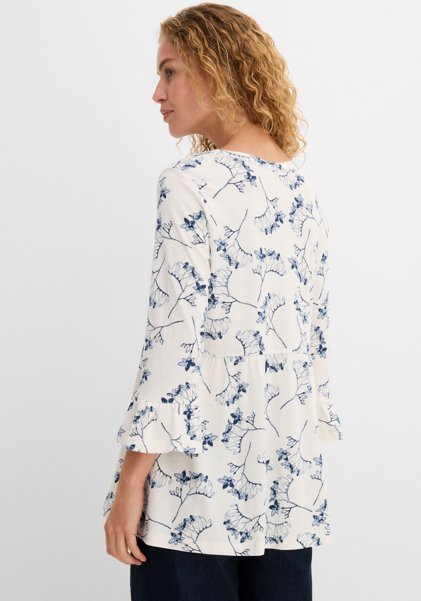 bonprix Druckbluse ausgestellte Passform, 3/4-Ärmel, für Frühling und Sommer