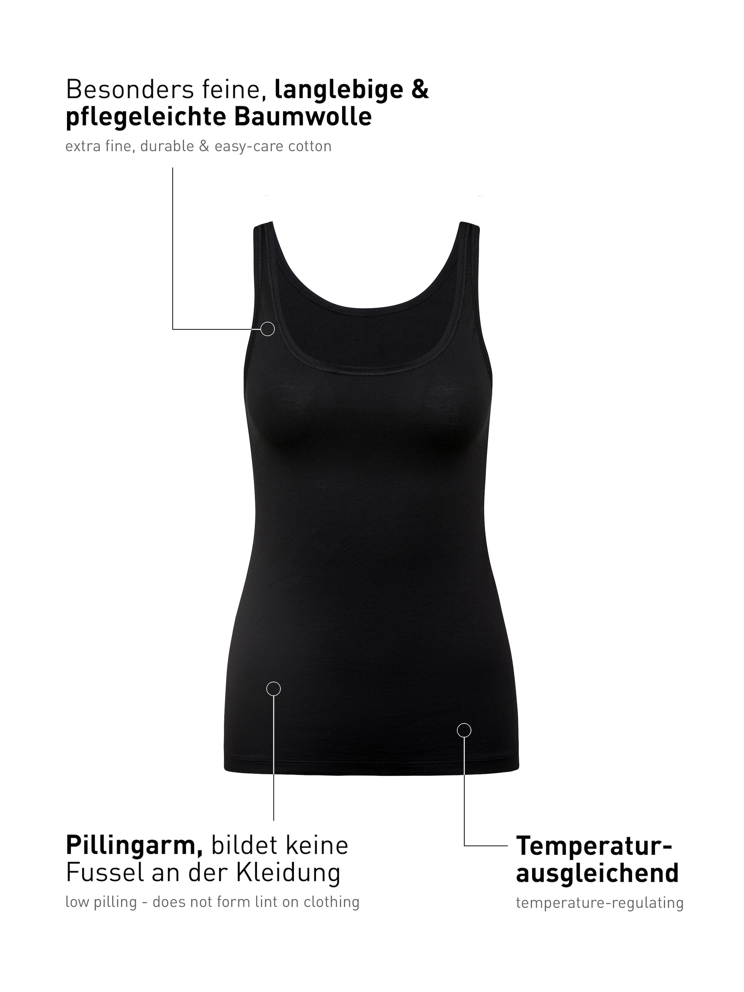 CALIDA Tanktop »Natural Comfort«, elastisch, pillingarm, weich, Single Jersey Qualität, atmungsaktiv