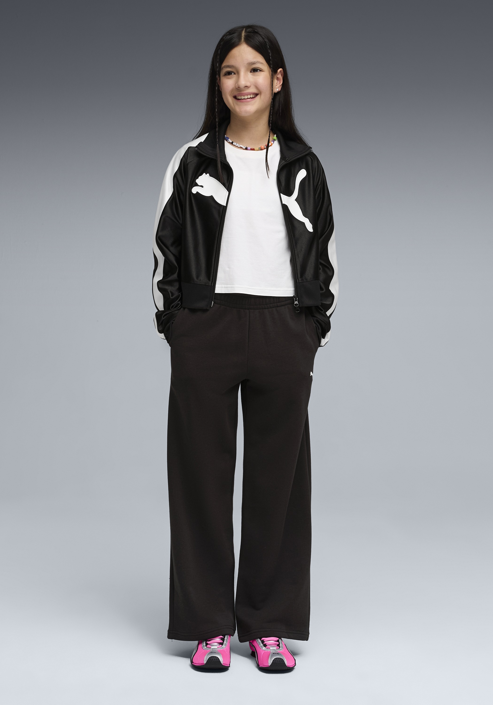 PUMA Trainingshose »ESS WIDE LEG PANTS TR G«  aus Baumwollmischung, mit Eingrifftaschen, Regular Fit