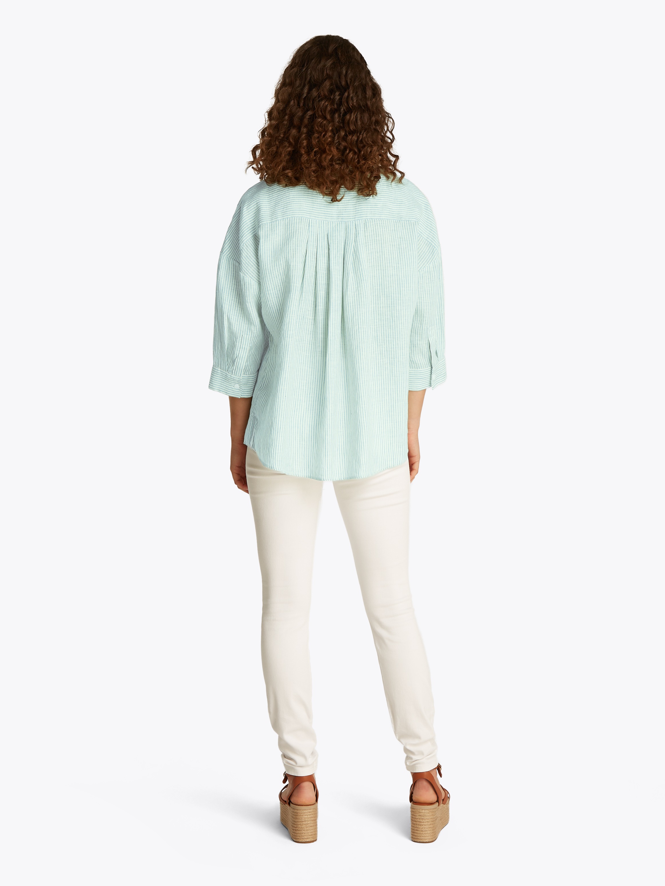 Tommy Hilfiger 3/4-Arm-Shirt »ESS LINEN LOOSE 3-4 SLEEVE SHIRT«, mit 3/4-Ärmel, Logostickerei,kühlendes Premium Leinen