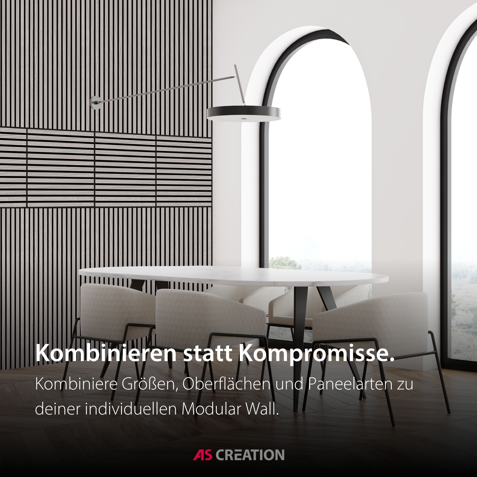 Architects Paper Schallschutzpaneel »A.S. Création Modular Wall Akustikpaneel Holzlamellen Eiche« 1 tlg. Echtholzfurnier auf rPET-Filz mit Schallabsorptionsklasse E