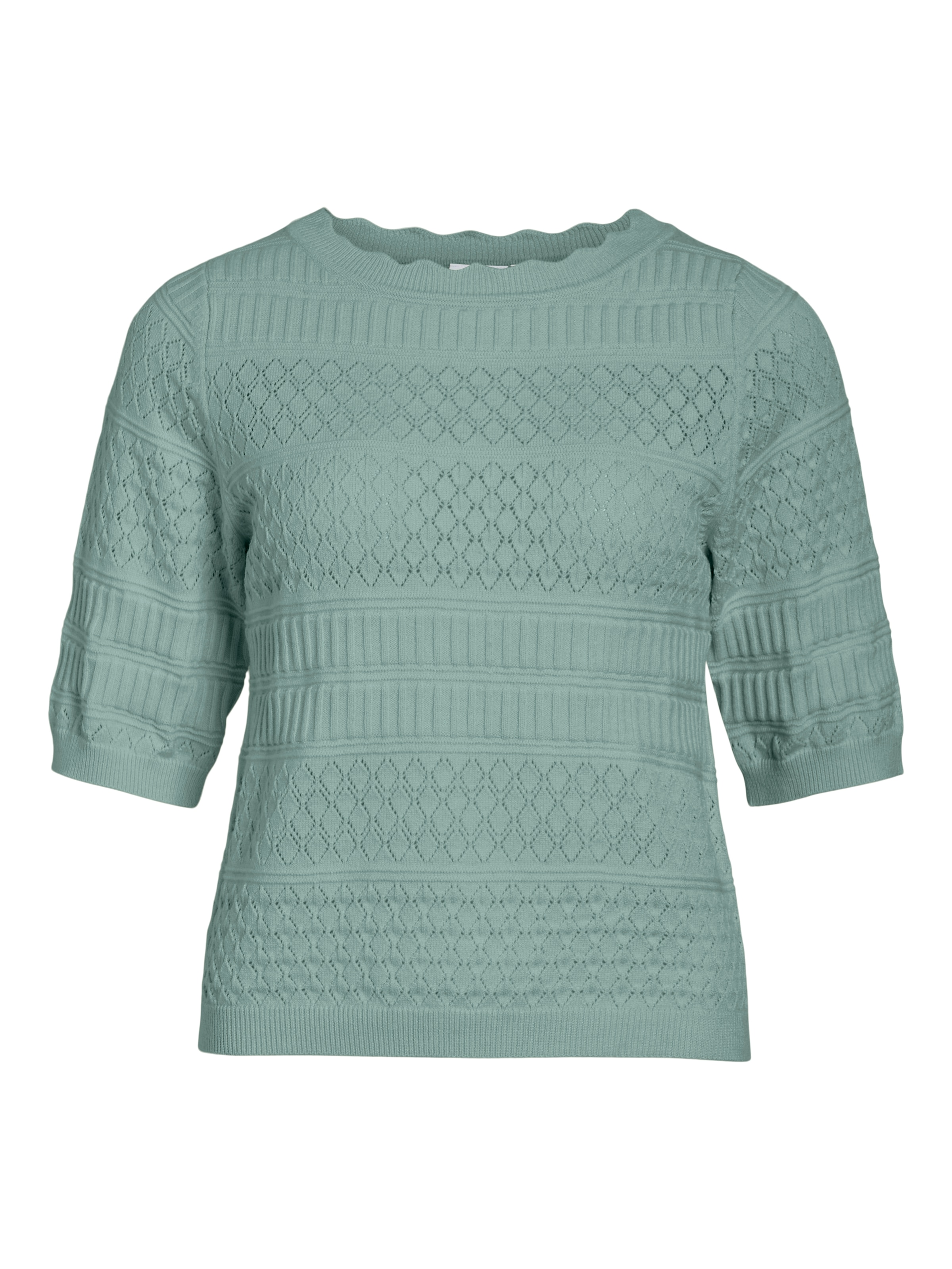 Vila Kurzarmpullover »VIMILOS S/S O-NECK POINTELLE TOP - NOOS«