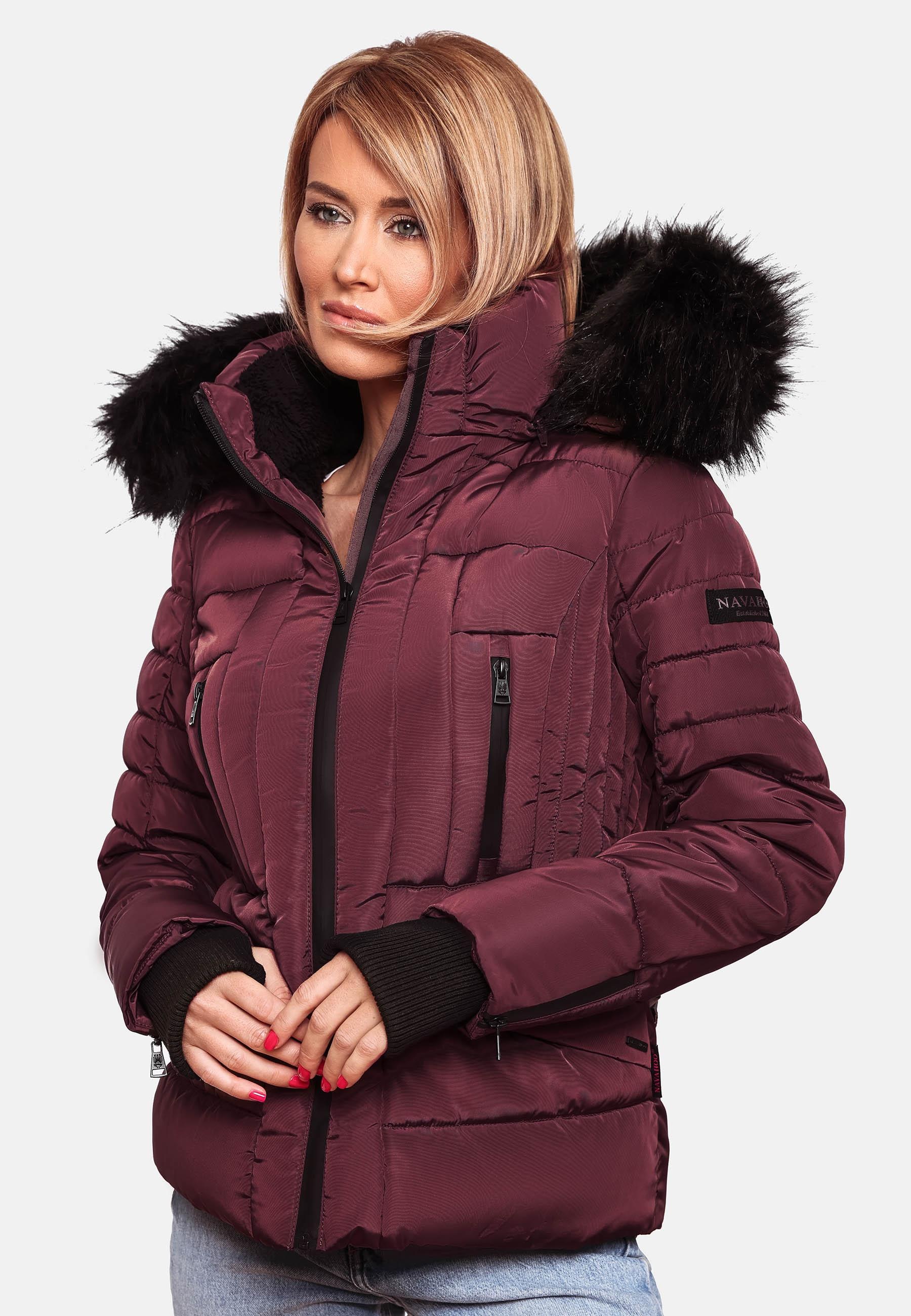 Navahoo Steppjacke »Winterjacke Adele« mit Kapuze hochwertige Winterjacke mit edler Kunstfell- Kapuze