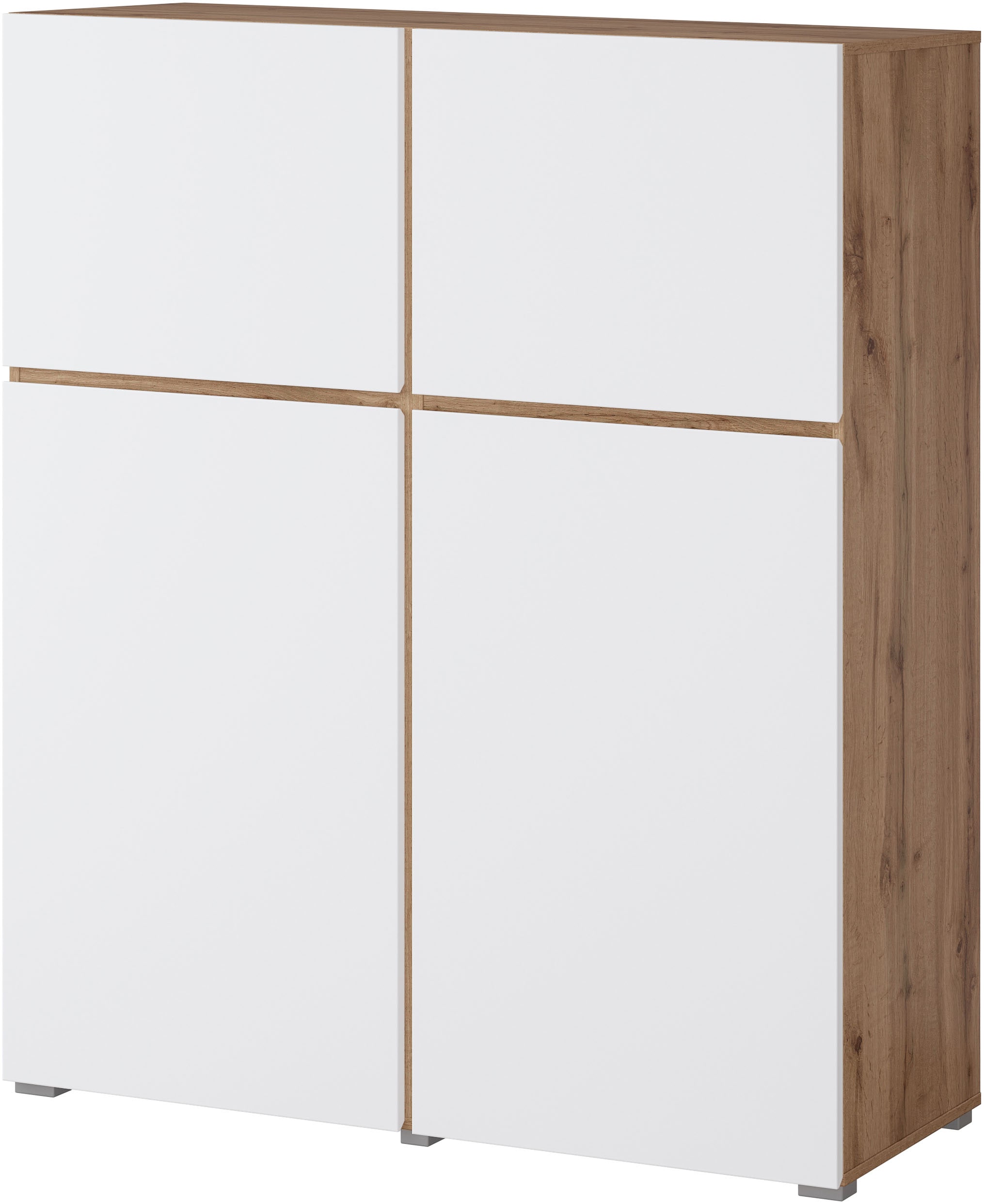 INOSIGN Highboard »Cross, moderne grifflose Hochkommode mit 4 Türen,Türkommode«, Hochschrank, Höhe 139 cm mit viel Stauraum, Einlegeböden verstellbar