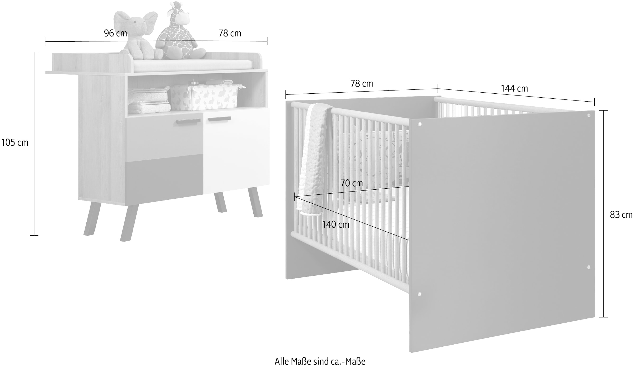 trendteam Babymöbel-Set »Mats«, (2 tlg.), neutrales Design