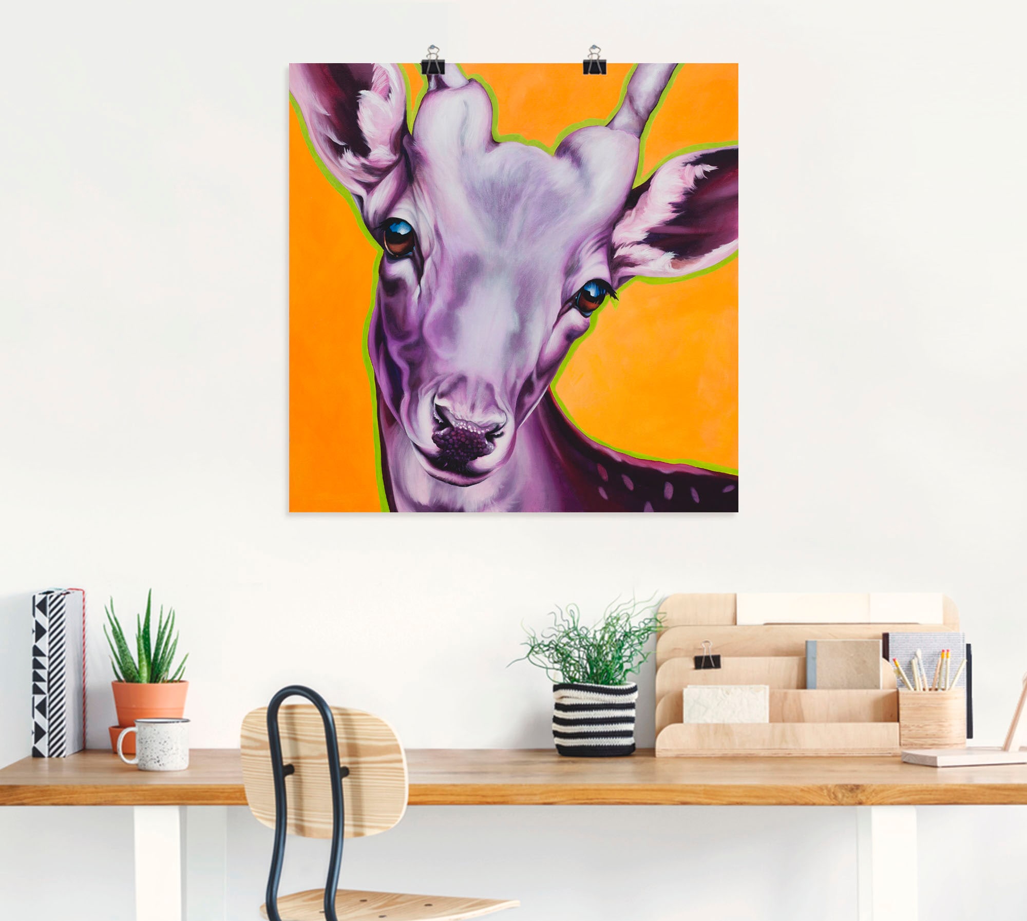 Artland Wandbild »Reh orange«, Wildtiere, (1 St.), als Leinwandbild, Wandaufkleber oder Poster in versch. Größen