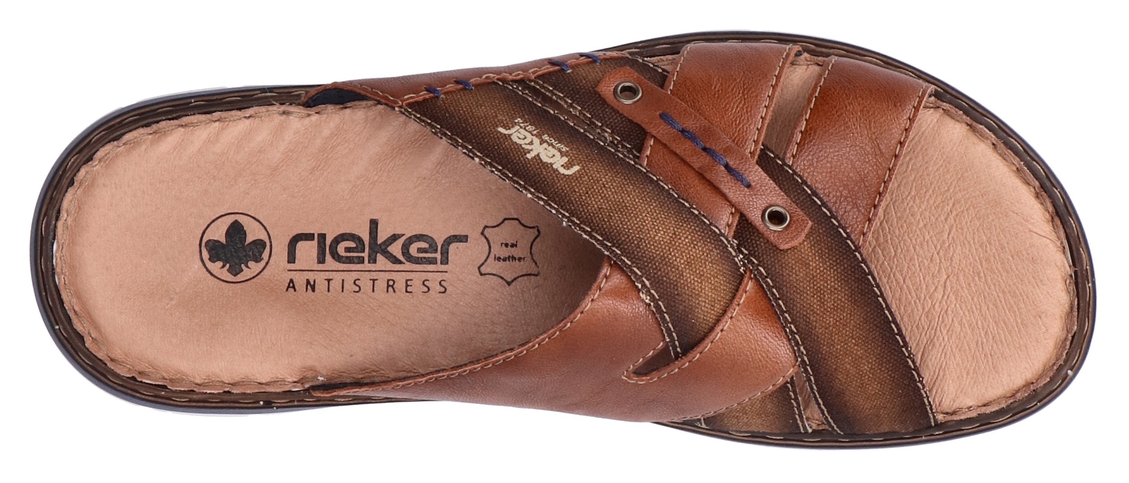 Rieker Pantolette, Sommerschuh, Schlappen, Poolslides, mit Leder-Innensohle