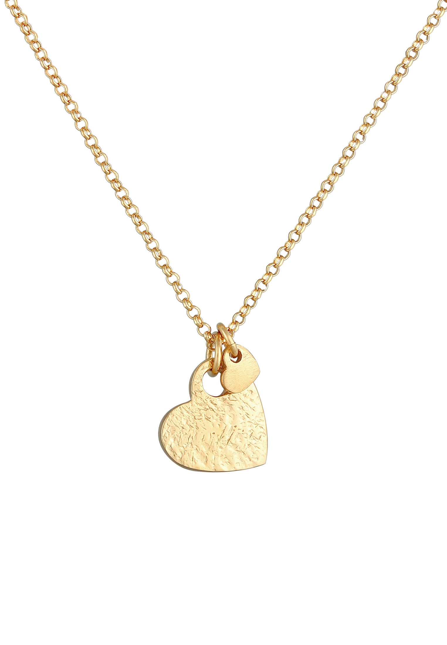 Elli Kette mit Anhänger »Halskette Herzen Love Liebe Organic Look 925 Silber«