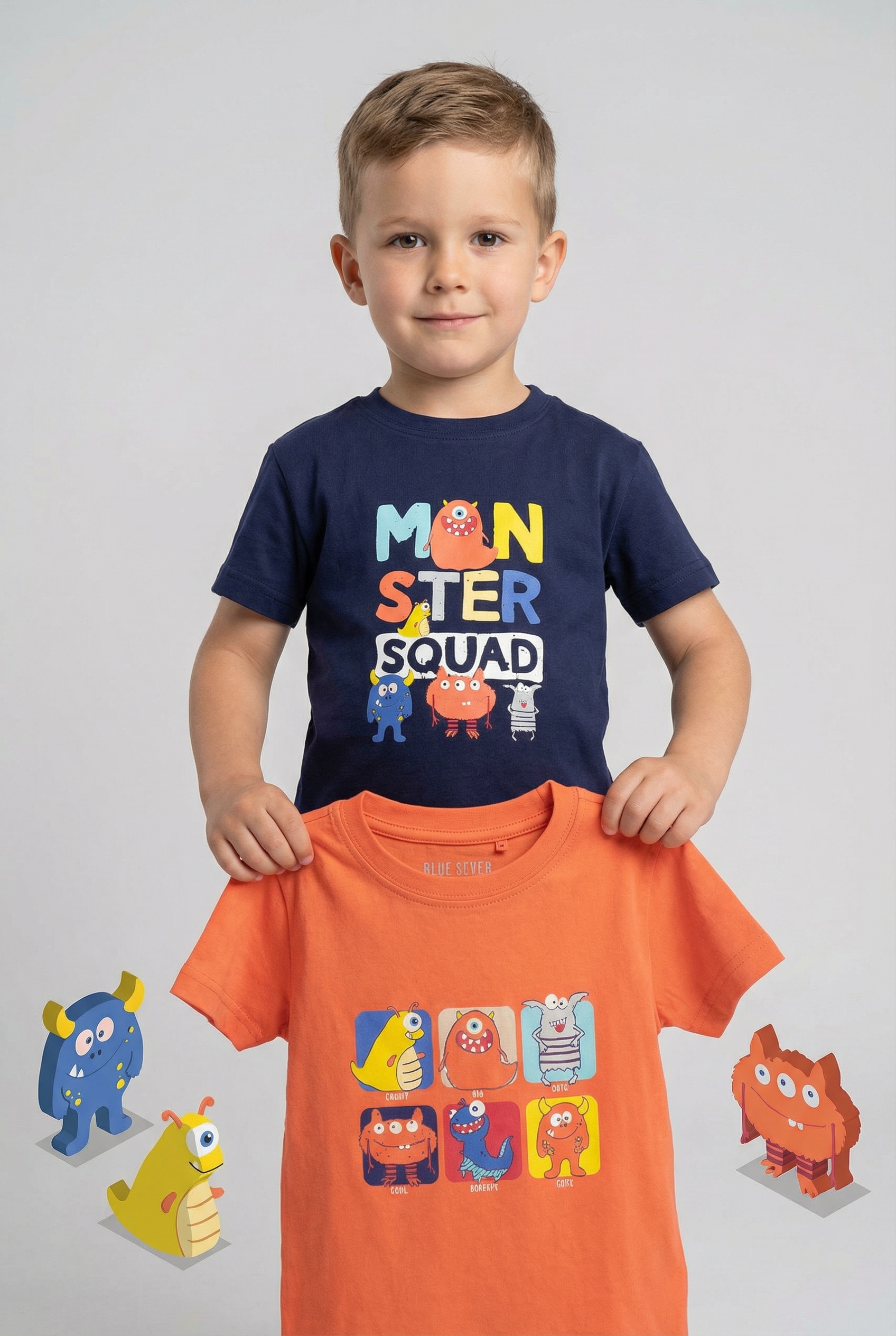 Blue Seven T-Shirt Packung, 2 tlg. unifarben und bedruckt, mit Druckapplikationen, aus reiner Baumwolle