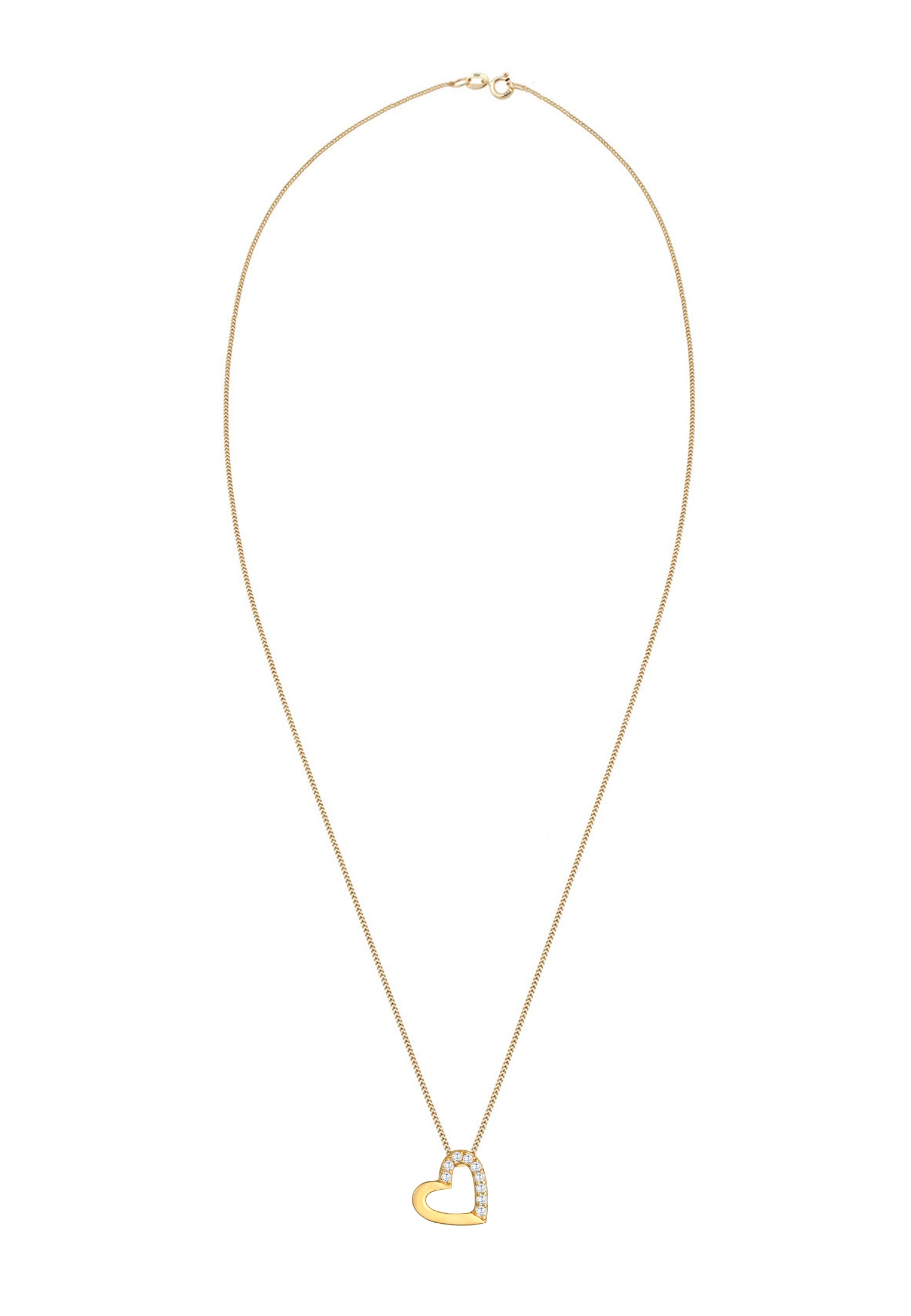 Elli Premium Silberkette »Halskette Herz Zirkonia 585 Gelbgold«
