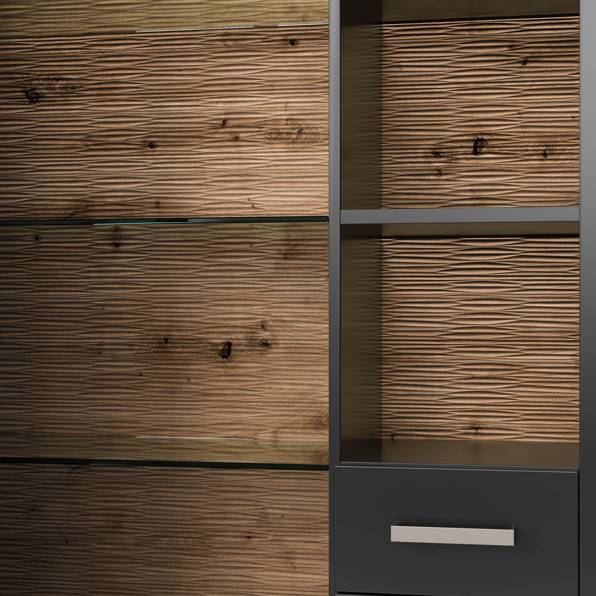 set one by Musterring Standvitrine »York« Typ 05 und 06, mit Glastür, Beleuchtung optional, Höhe 207 cm