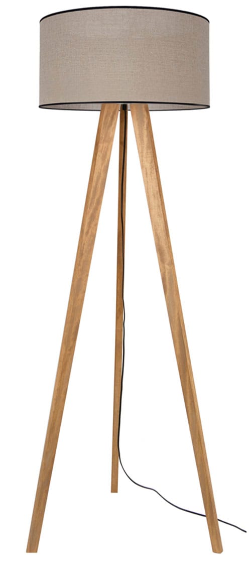 andas Stehlampe »Virrat, im skandinavischen Stil«, 1 flammig-flammig, Dreibein Massivholz, mit hochwertigem Schirm, Made in Europe