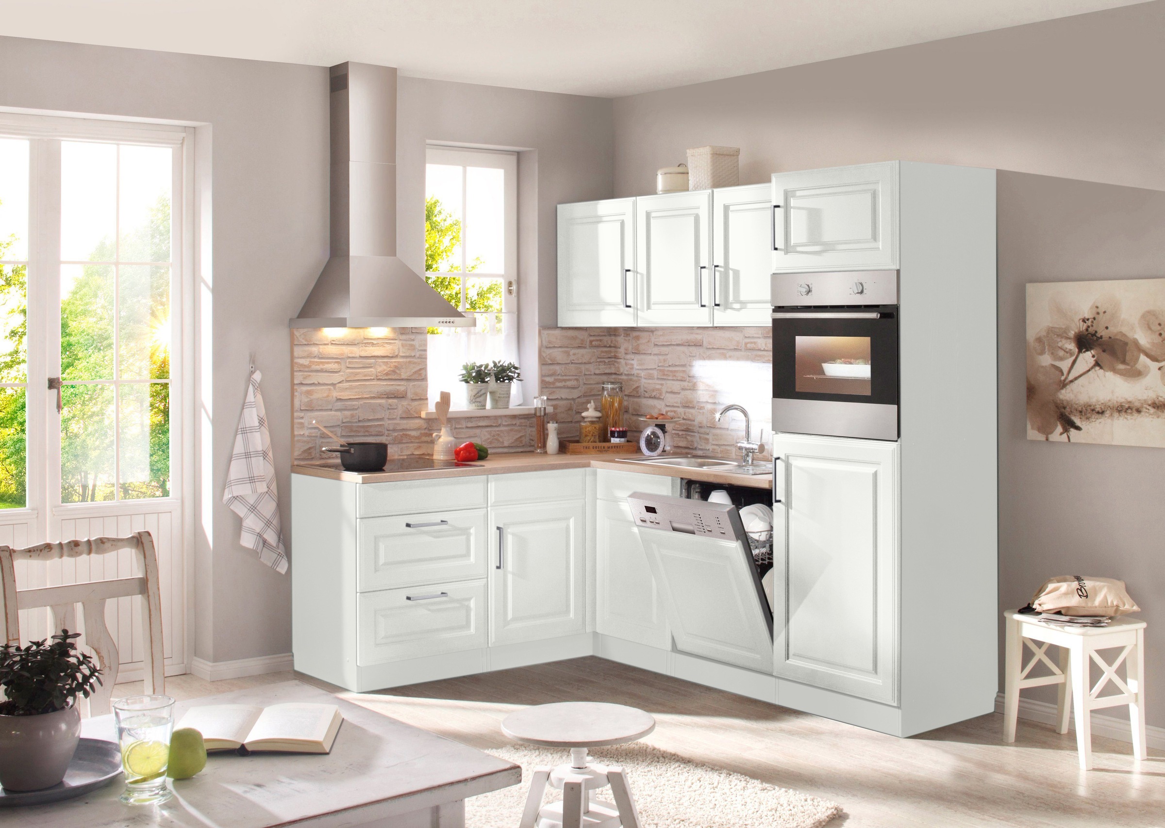 KOCHSTATION Winkelküche »KS-Stockholm« mit E-Geräten,230 x 170 cm, wahlweise mit Induktionskochfeld