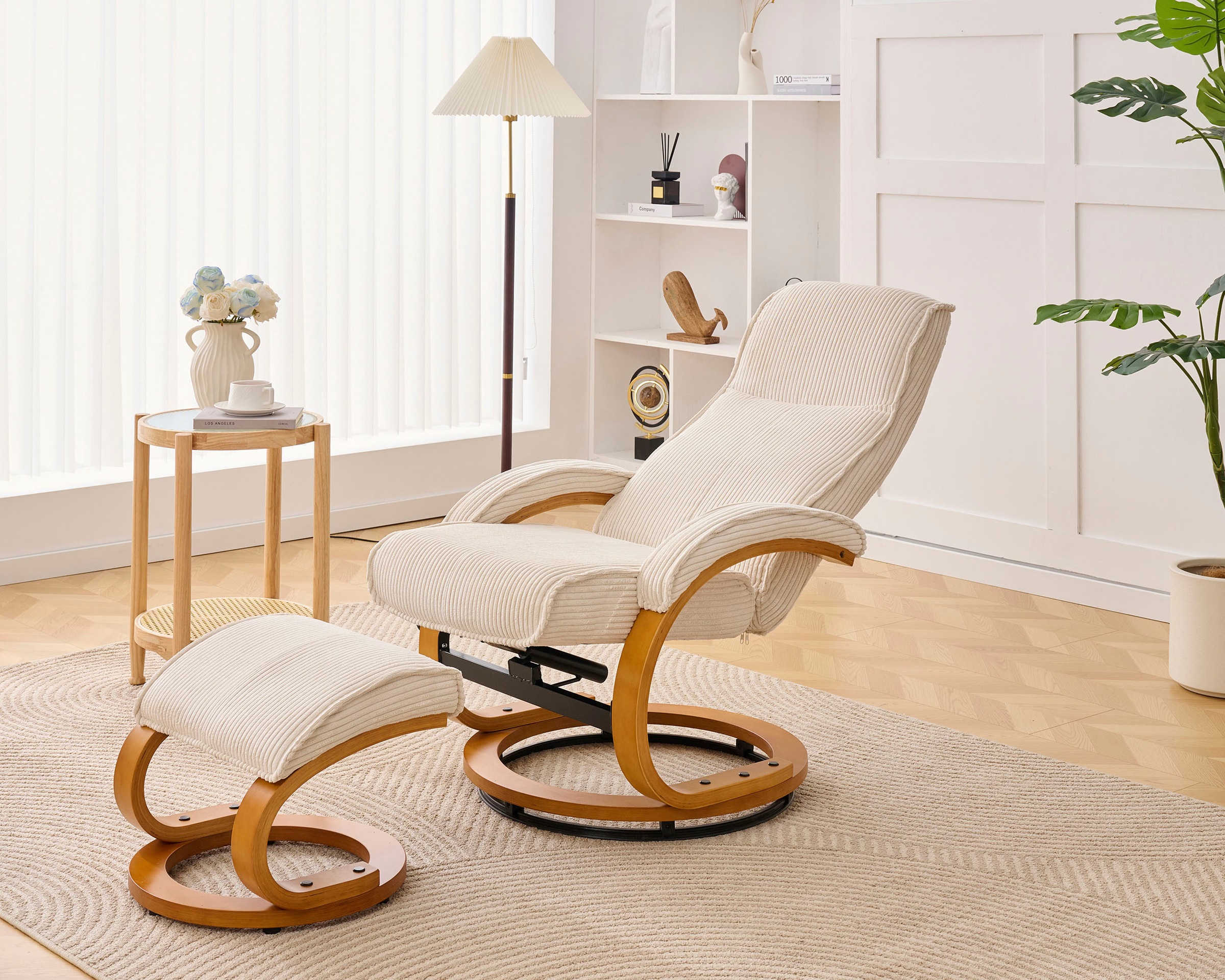 OTTO home Relaxsessel »mit Hocker PARIS neu: Cord - OTTO. Verlässliche Qualität.« Set, bestehend aus Sessel und Hocker, 2 Stk. tlg. manuelle Relaxfunktion mit Drehfunktion, neu: Cord-Bezug
