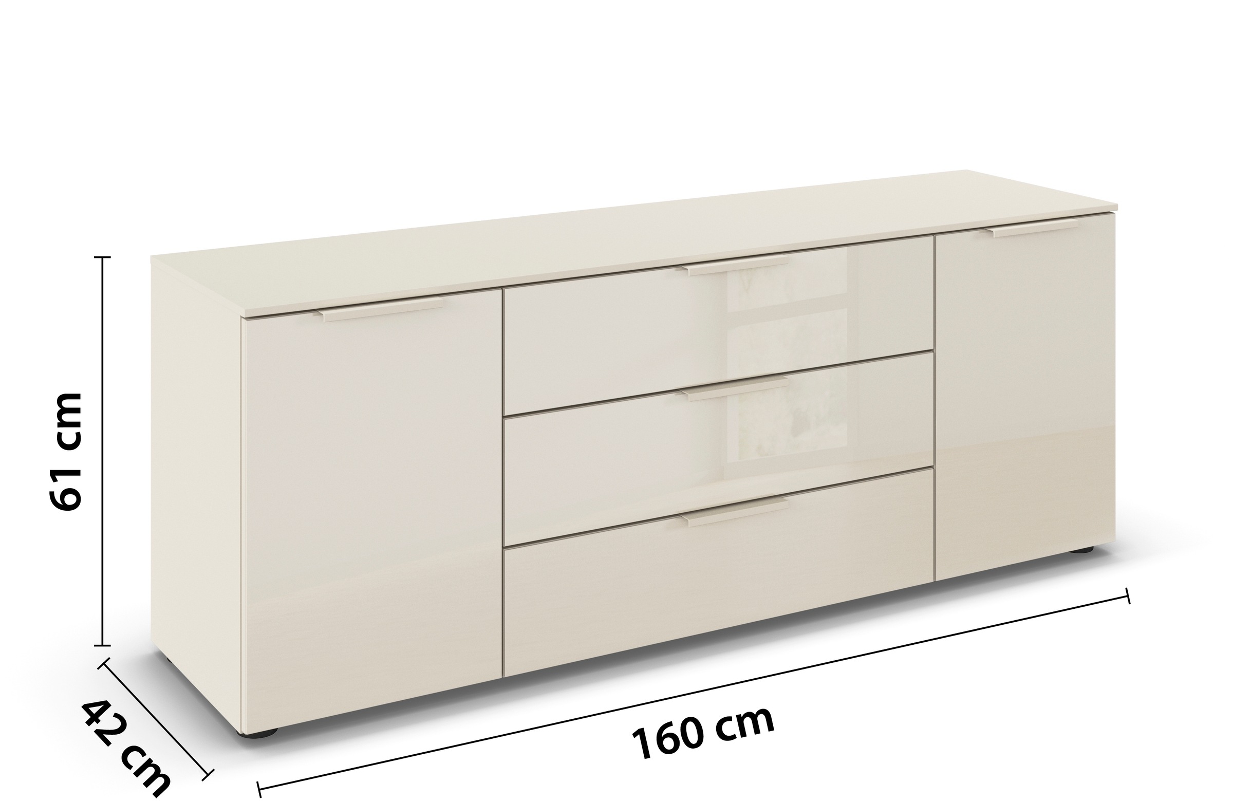 rauch Schubkastenkommode »Kommode Türkommode Sideboard Kombikommode FLIPP mit Glasfront«, (Breite 160 cm mit 2 Einlegeböden), 2-türig mit 3 Schubladen und Soft-Close-Funktion sowie Glasfront