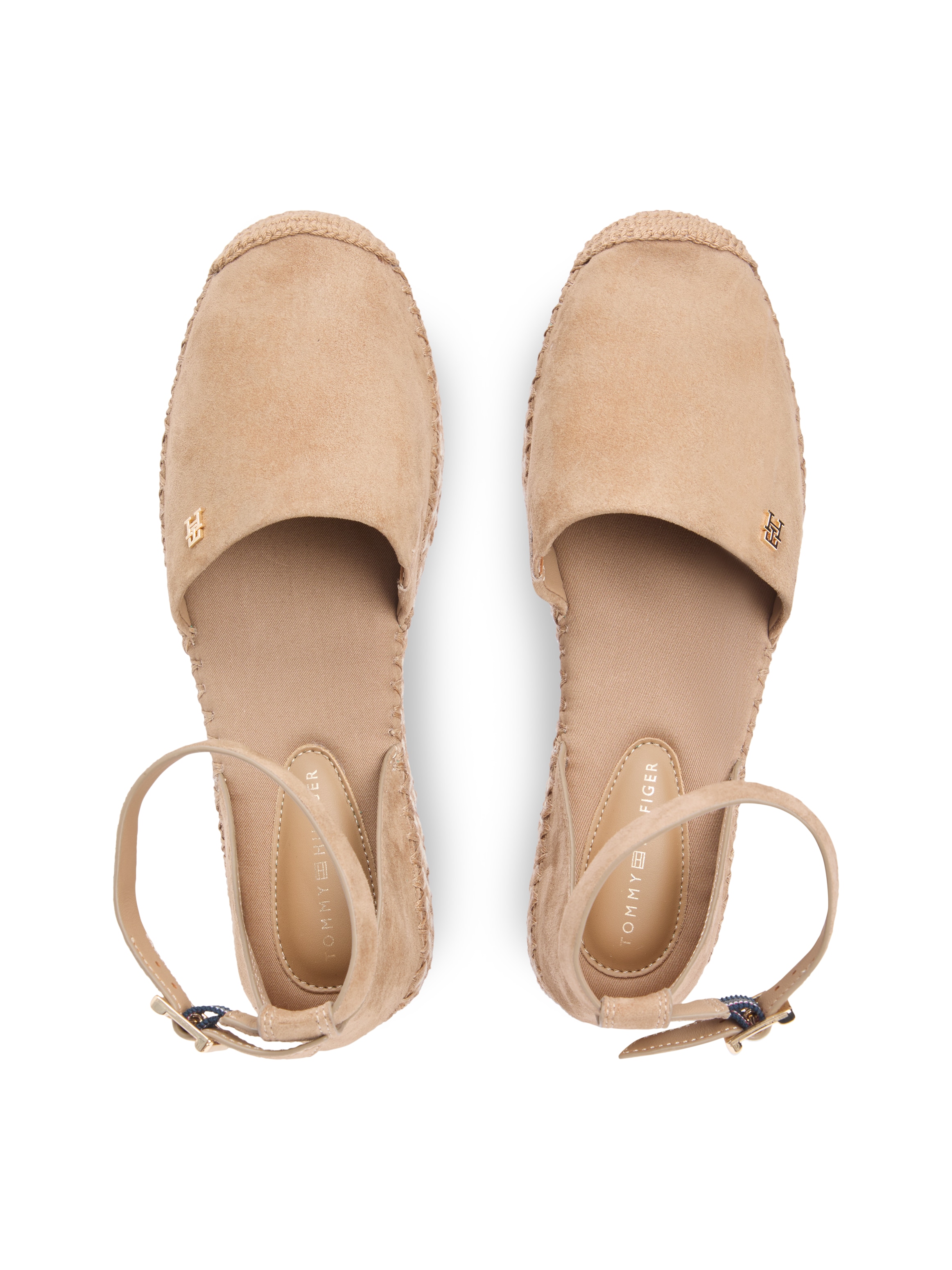 Tommy Hilfiger Riemchenballerina »TH PLATFORM ESPAD SUEDE STRAP«  Sommerschuh, Plateausandalette mit verstellbarem Fersenriemchen