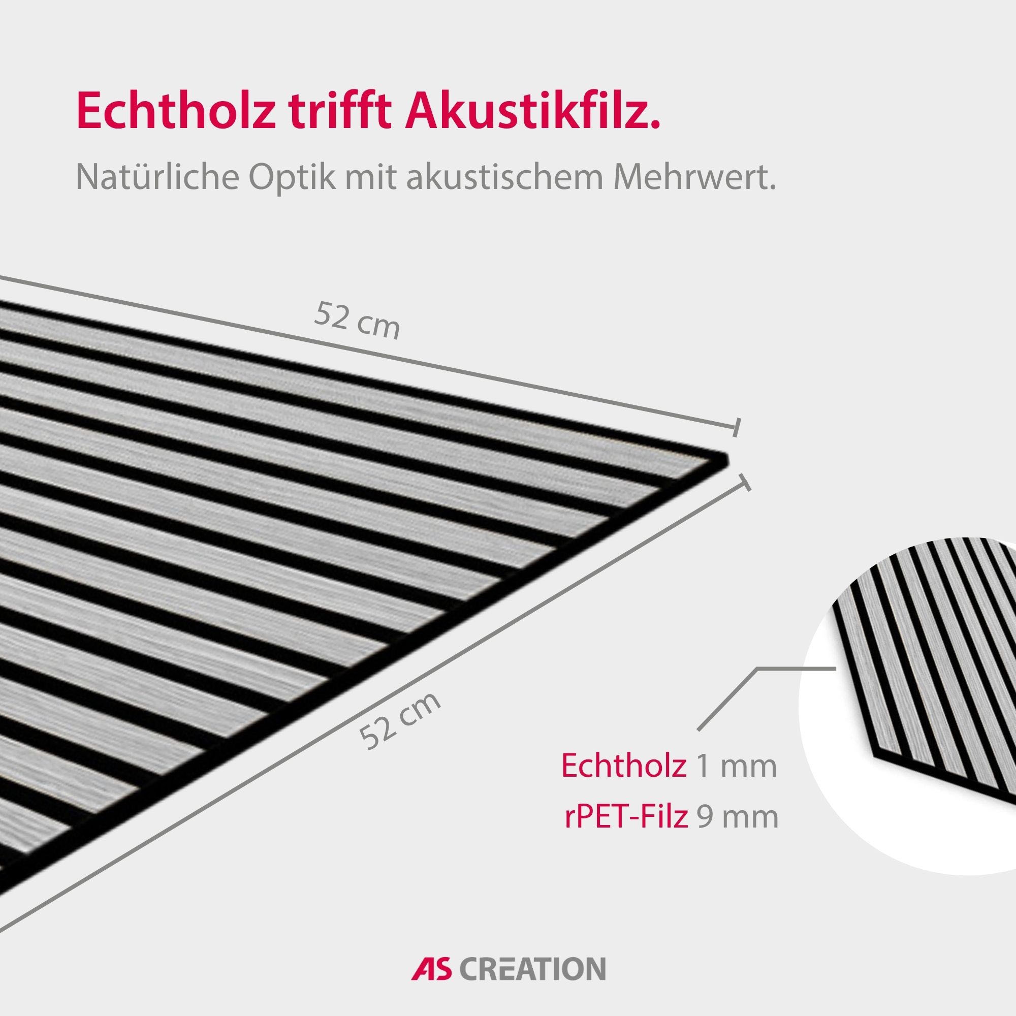 Architects Paper Schallschutzpaneel »A.S. Création Modular Wall Akustikpaneel Holzlamellen Eiche« 1 tlg. Echtholzfurnier auf rPET-Filz mit Schallabsorptionsklasse E
