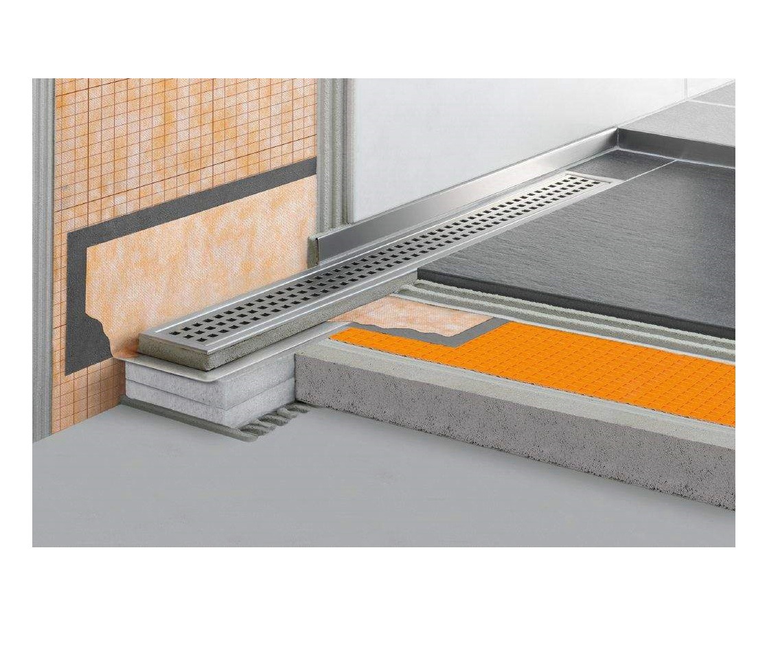Schlüter Duschrinne »Kerdi-Line-V 50 G2«, (Lieferumfang: Eckabdichtung (für aufgehende Seitenwand), zweiteiliger Geruchsverschluss, Rinnenkörper mit Dichtmanschette und Rinnenträger, Ablaufgehäuse, Adapter), vertikal, DN50, Geruchsverschluss 2