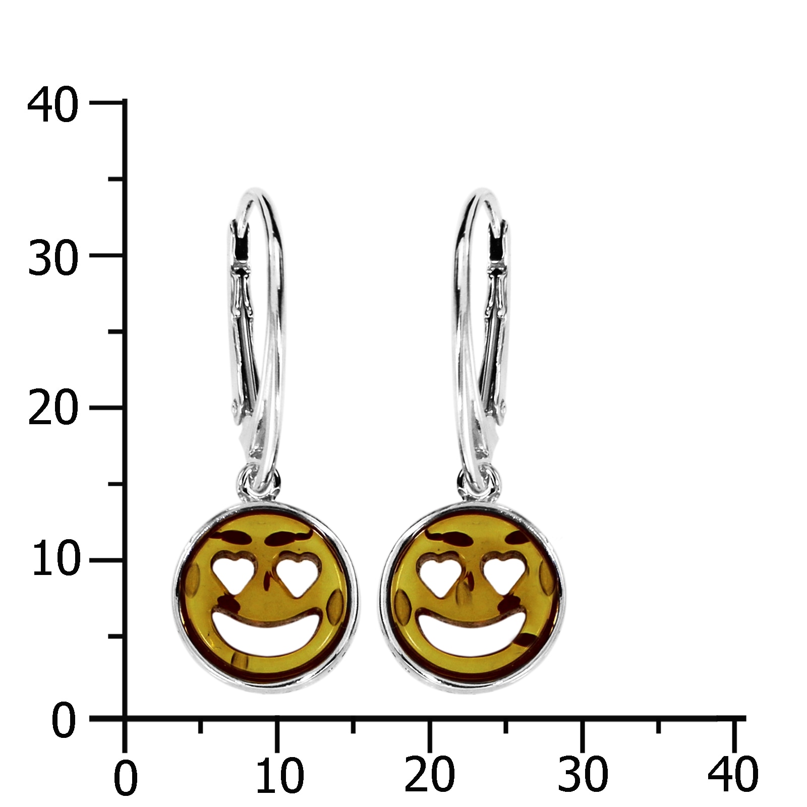 OSTSEE-SCHMUCK Paar Ohrhänger »- Smiley - Silber 925/000 - Bernstein«