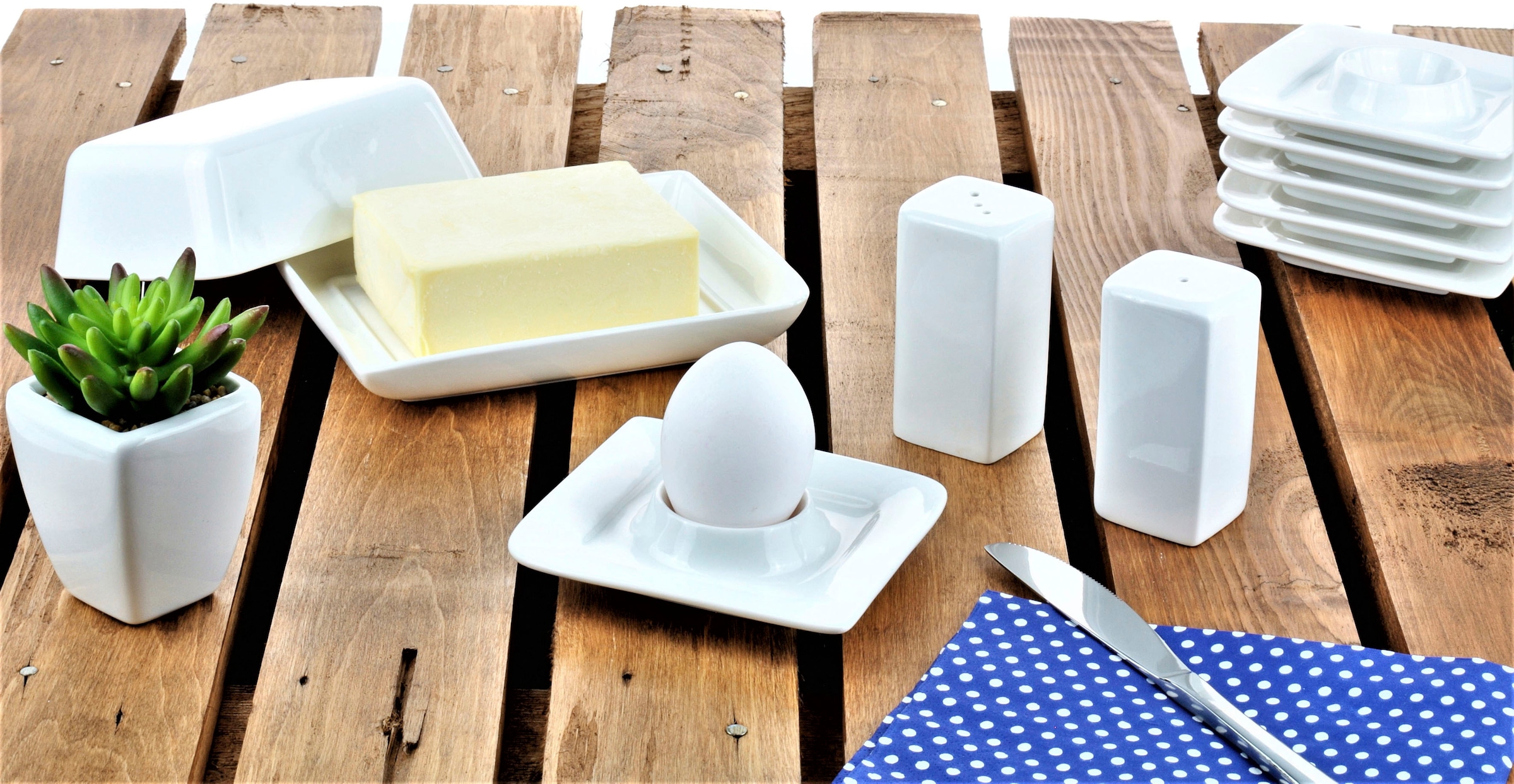 Retsch Arzberg Frühstücks-Geschirrset »Fantastic« 9 Teile, für 6 Personen (Eierbecher, Butterdose, Salz-/Pfefferstreuer)