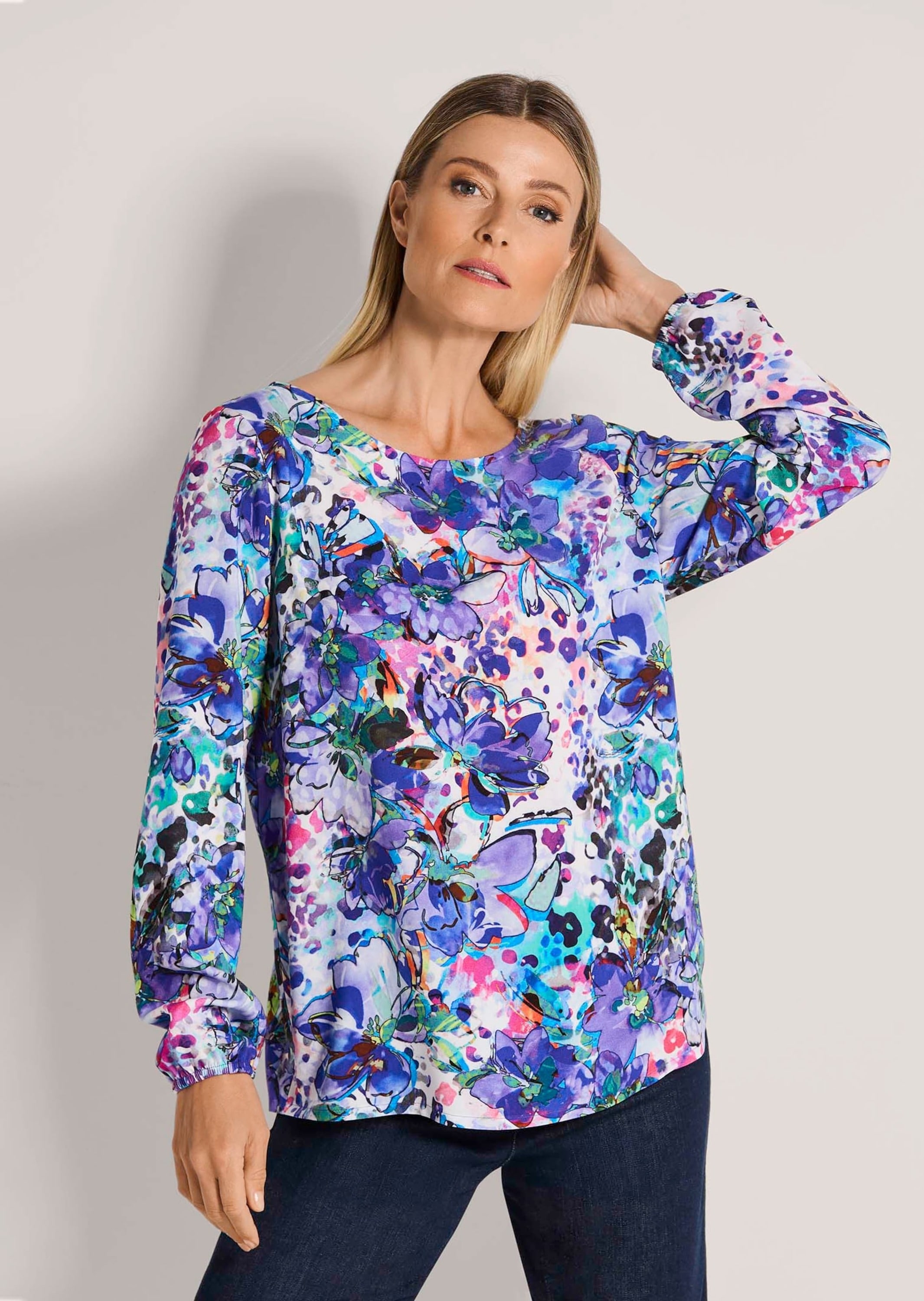 MADELEINE Schlupfbluse »Blusenshirt Viskosebluse mit floralem Aquarellmuster«