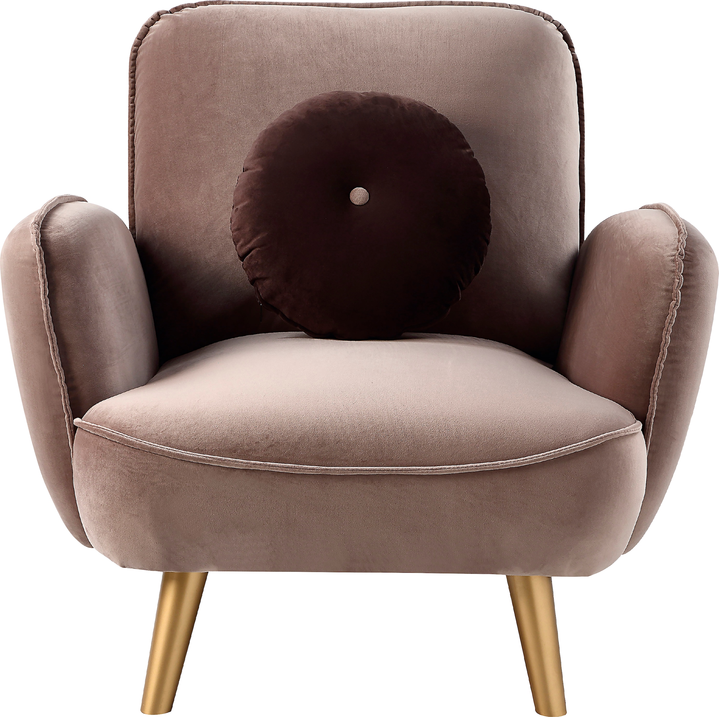 ATLANTIC home collection Sessel »Ben«, mit Welleunterfederung, inkl. Dekokissen und goldene Massivholzfüße