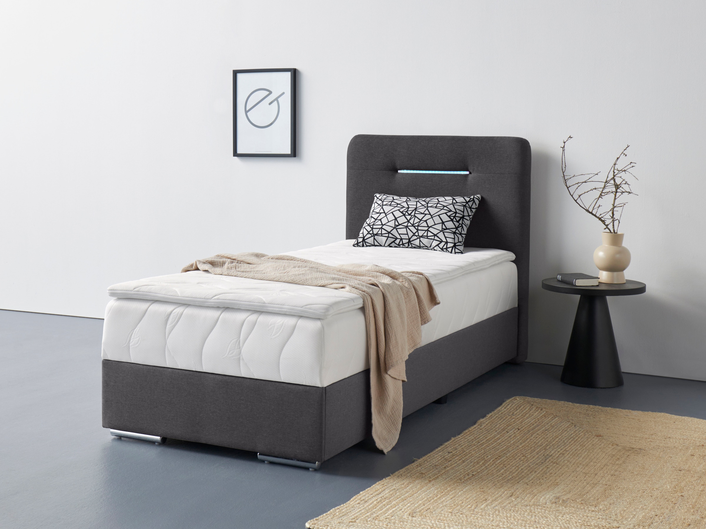 COTTA Boxbett »LIGHTSTAR mit Bettkasten & 5-Zonen-Taschen-Federkernmatratze« Inkl. Topper & LED-Licht, Zierkissen, 90/120/140 cm x 200 cm