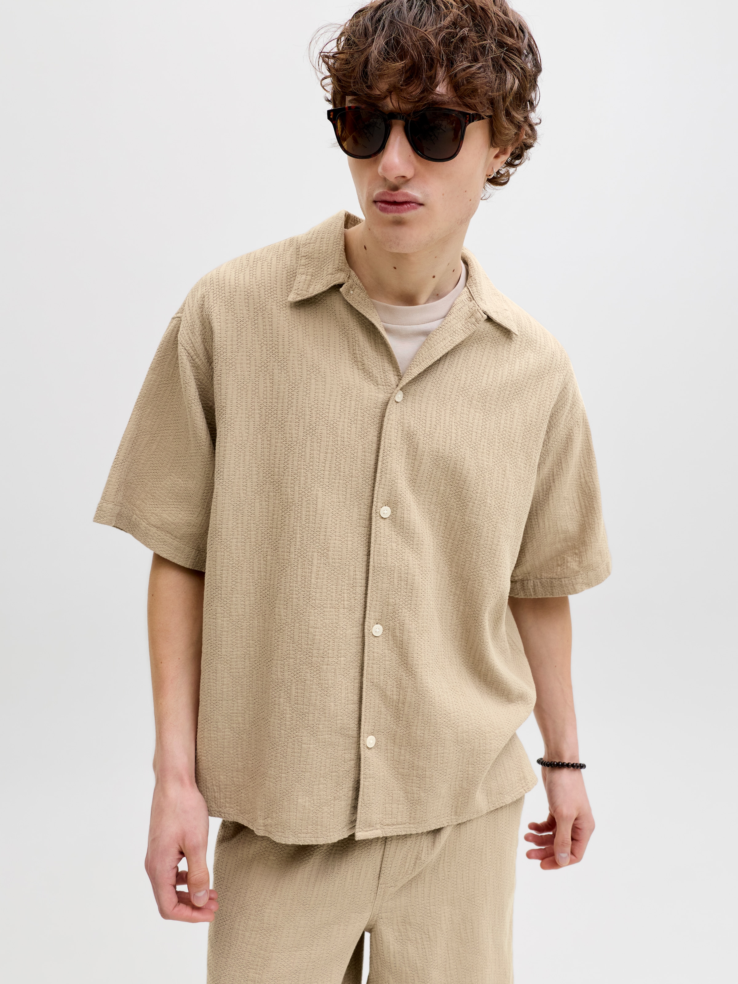 Jack & Jones Kurzarmhemd »JORMONTAUK WAVY TEXTURE SHIRT SS SN« Baumwolle, relaxed fit