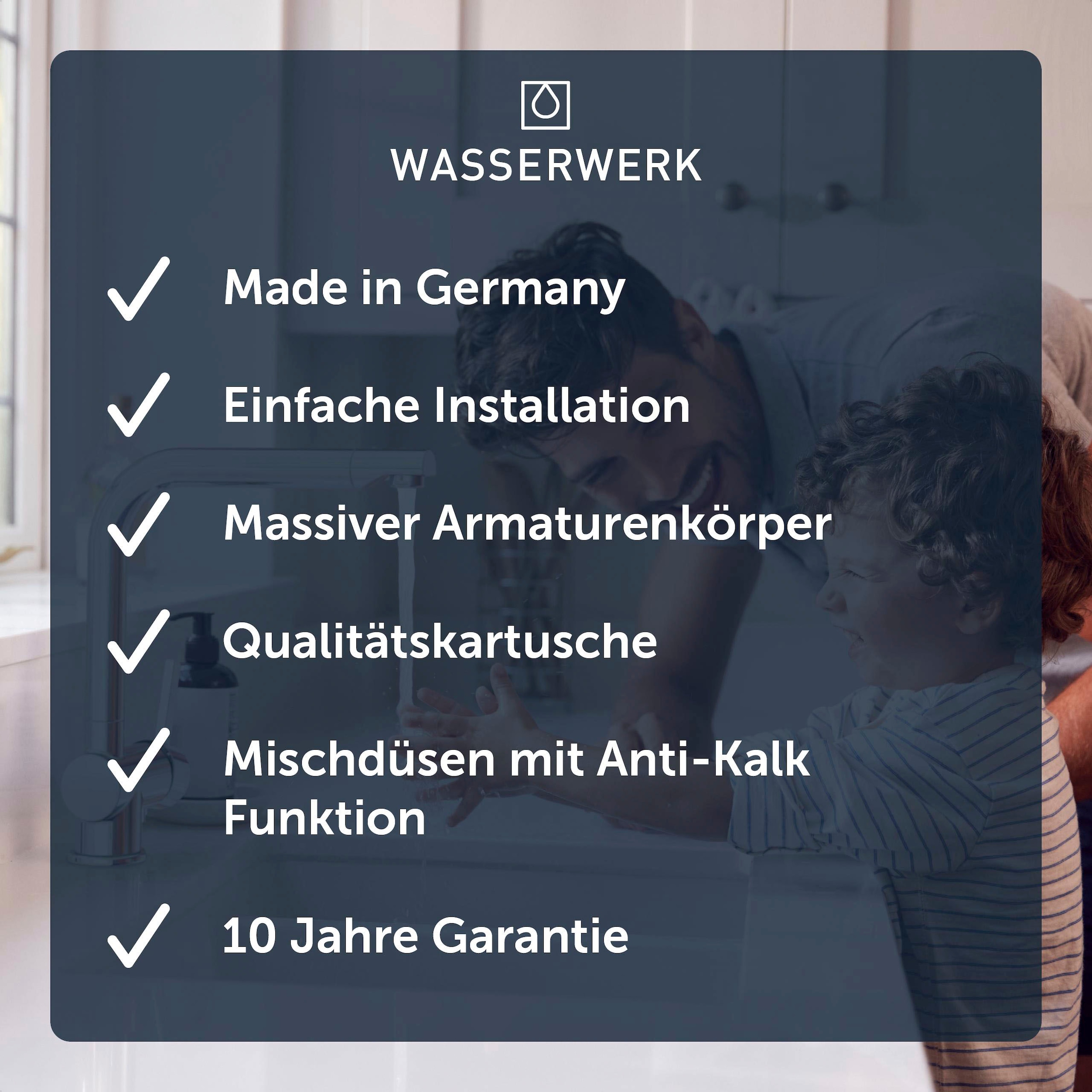 WASSERWERK Spültischarmatur »WK 4, Wasserhahn, Küche, Einhebelmischer«, 360° schwenkbar, Cold-Start-Funkt., herausziehbar