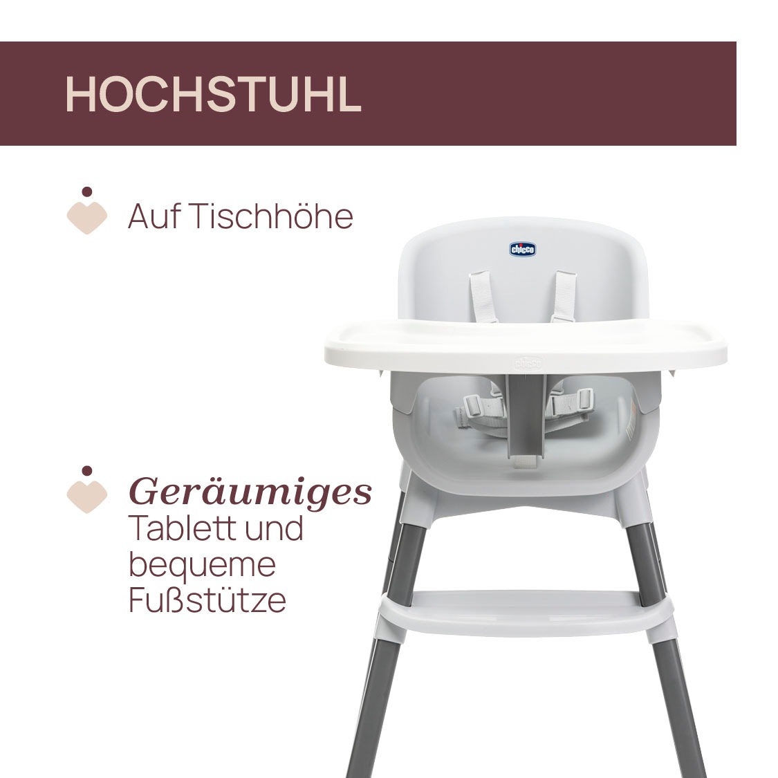 Chicco Hochstuhl »Zest Plus Wooden Grey«, mit abnehmbarem Tablett