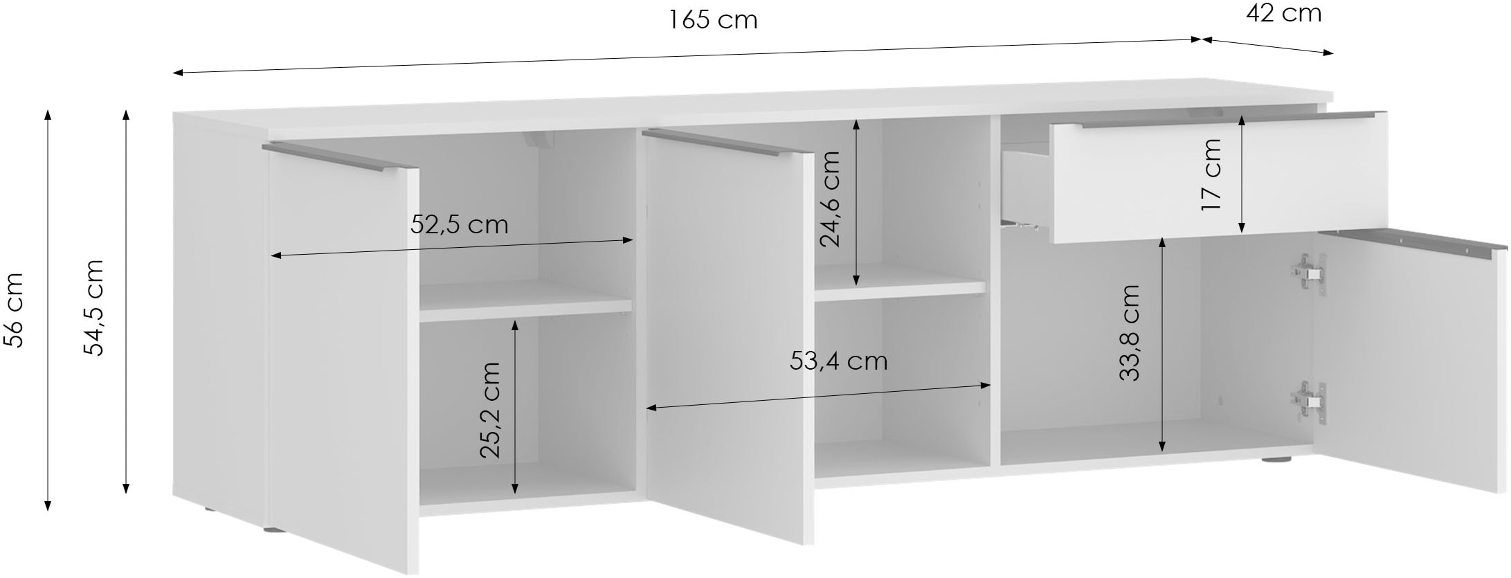 TOM TAILOR HOME Sideboard Lowboard, Breite 165 cm,3 Türen,1 Schublade, viel Stauraum