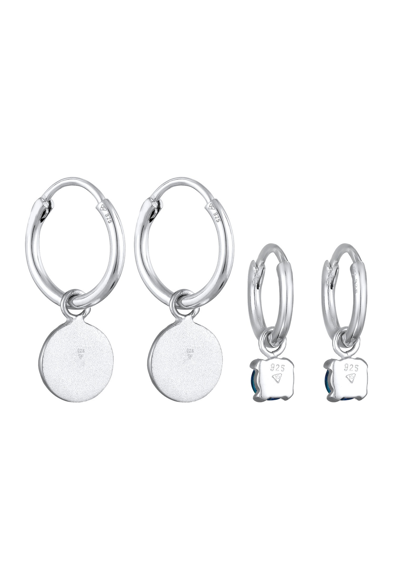 Elli Ohrstecker-Set »Ohrringe Creolen Plättchen Opal blau 2er Set 925 Silber«