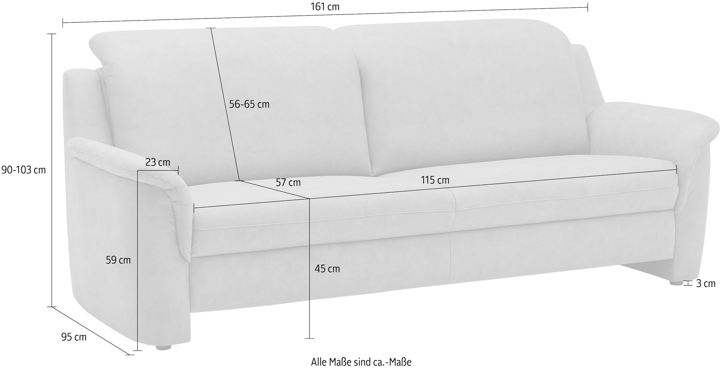 VILLA BECK 2-Sitzer »Garda«, (1 St.), inklusive Kopfteilverstellung, Breite 222cm