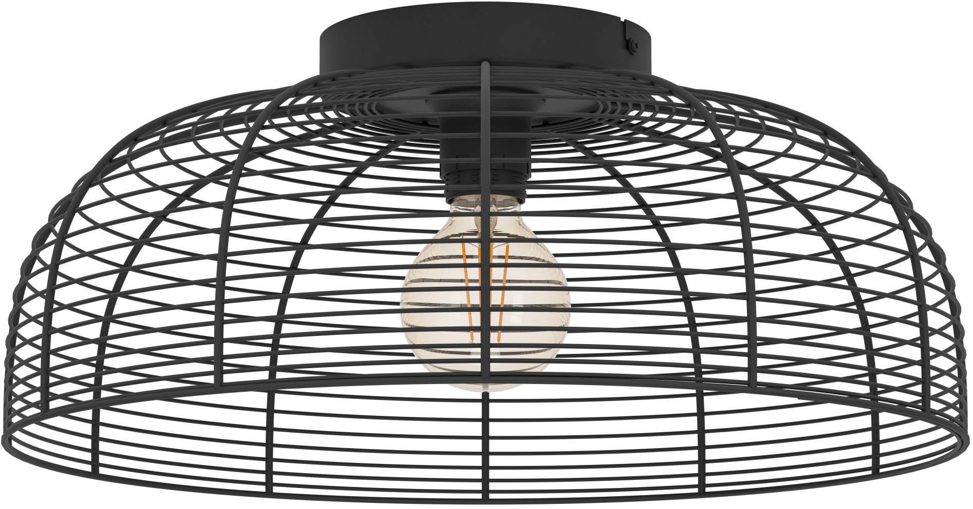 EGLO Deckenleuchte »Rinroe Deckenlampe, Wohnzimmerlampe, Industrial, Metall, E27, Lampe« E27 1 Stk. Wand-/Deckenleuchte - H20 x Ø45 cm - schwarz - 1X40W exkl.