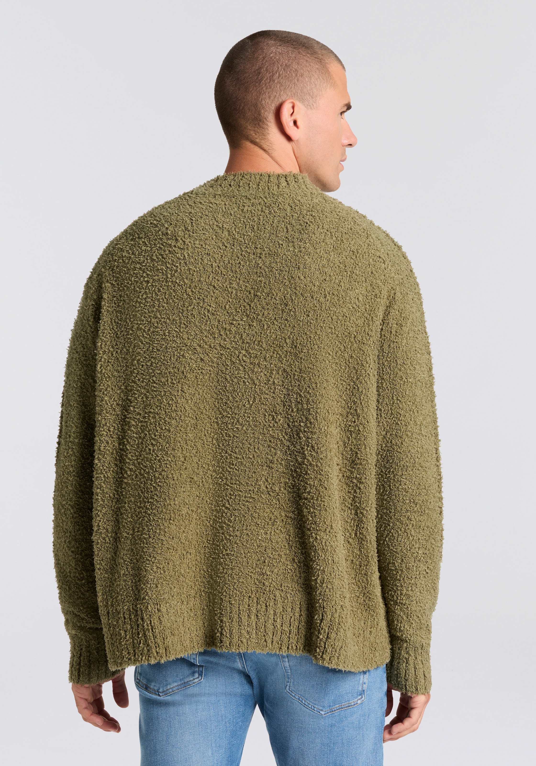 HUGO Blue Strickpullover »Sanou« Rundhalsausschnitt, relaxed fit, Bouclé-Strick