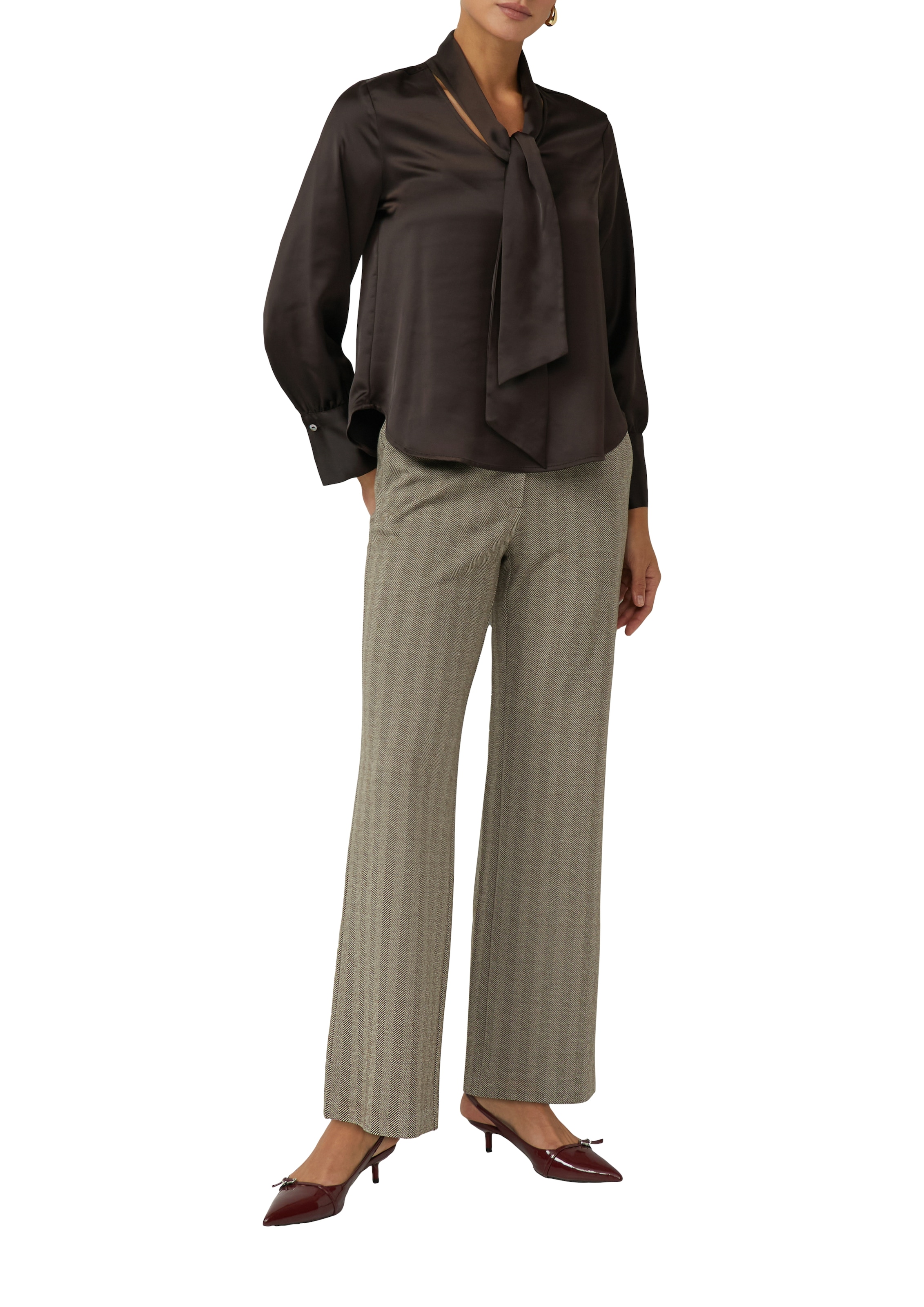 s.Oliver BLACK LABEL Satinbluse mit eleganter Kragen-Schluppe