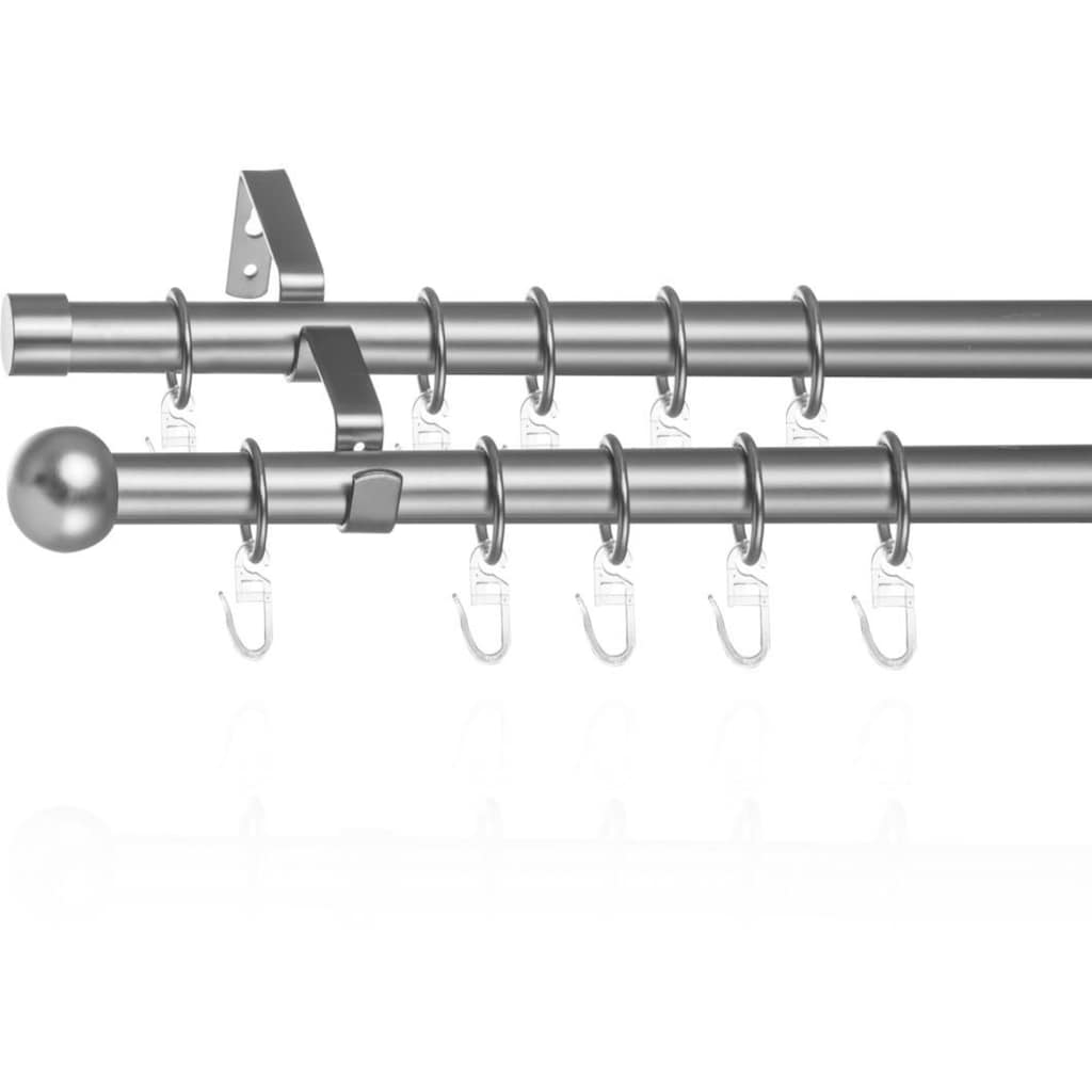 LICHTBLICK ORIGINAL Gardinenstange »Gardinenstange Kugel, 20 mm, ausziehbar, 2 läufig 130 - 240 cm Chrom«, 2 läufig-läufig, ausziehbar
