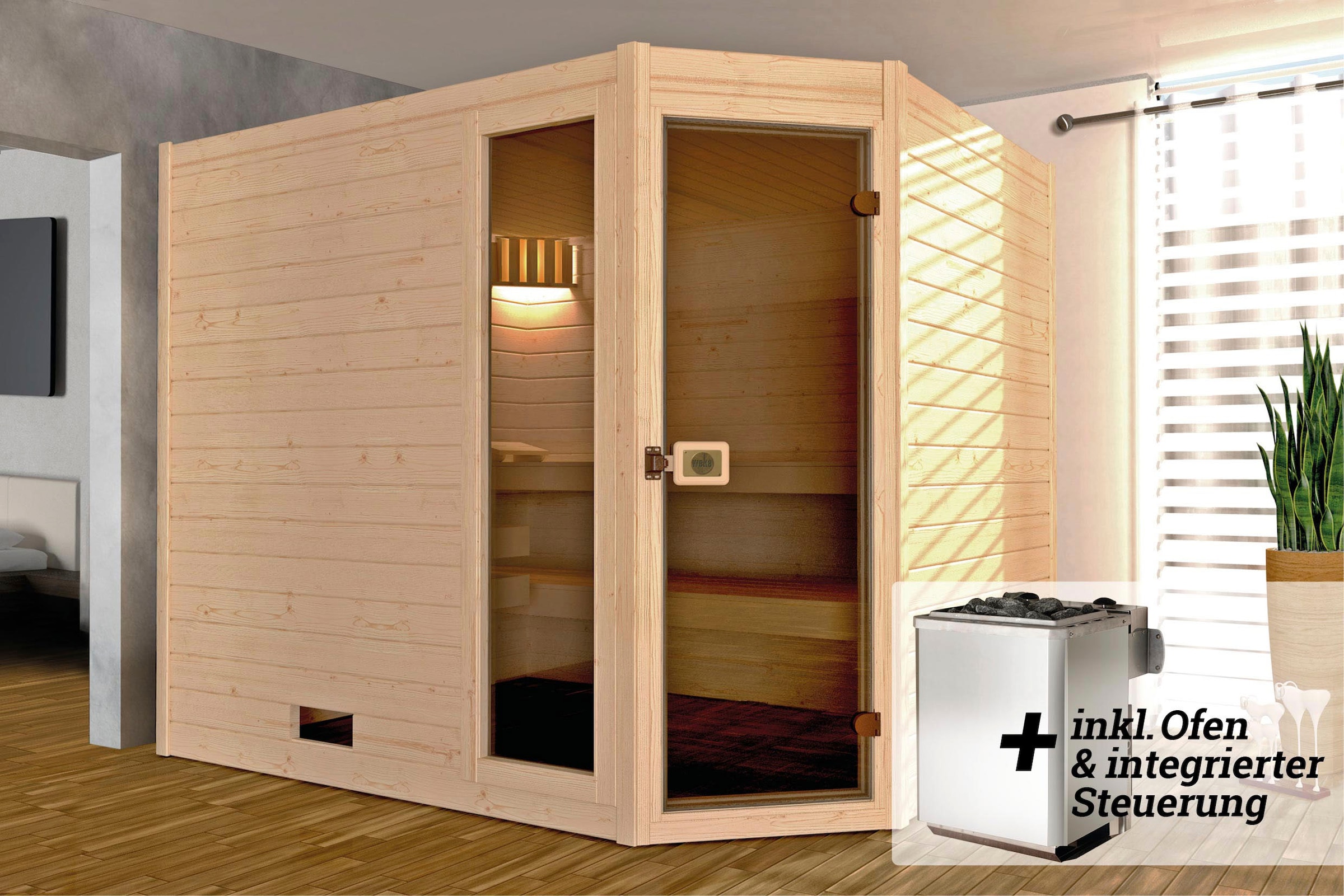 weka Sauna »Valida«, 9 kW-Ofen mit integrierter Steuerung