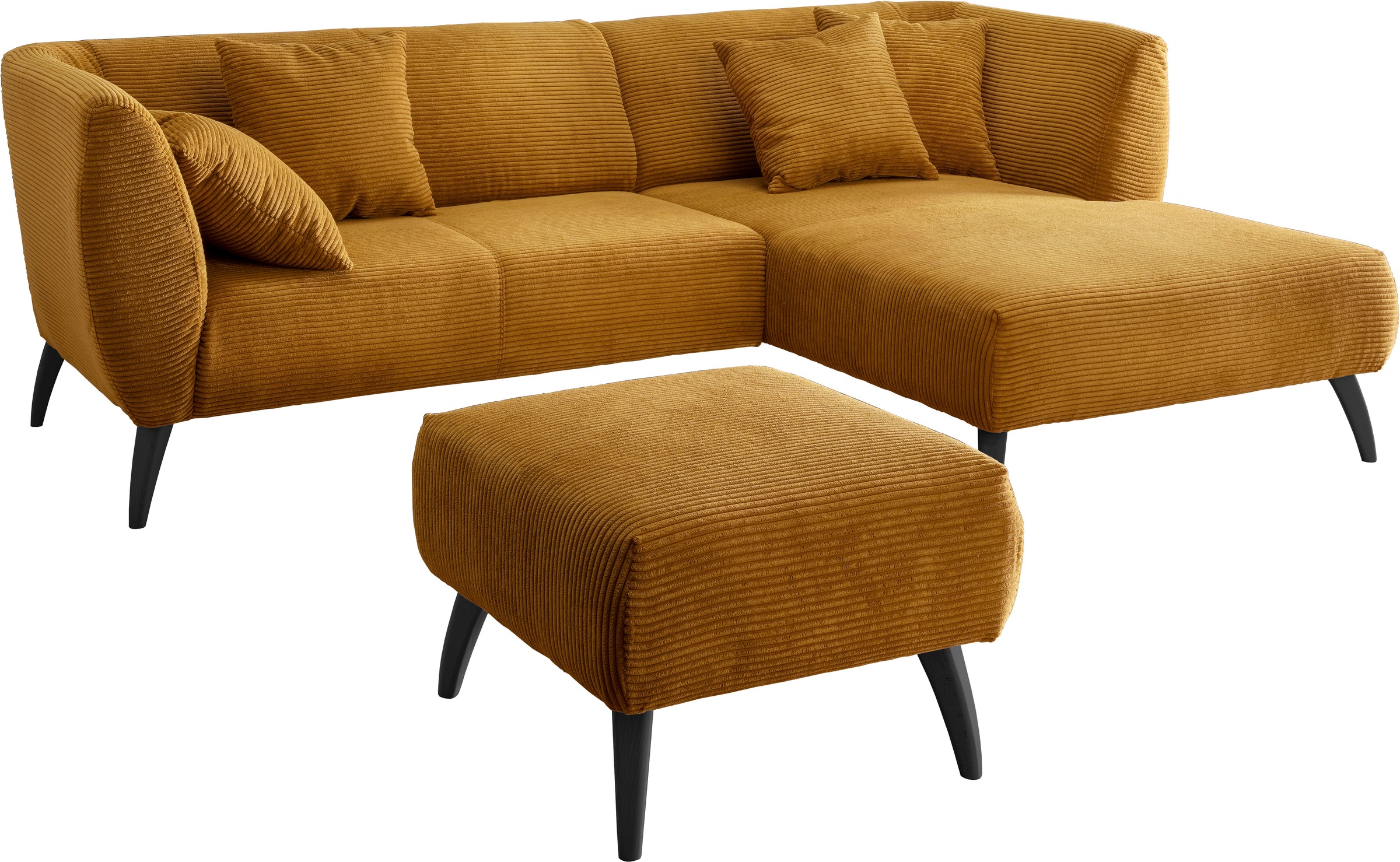 INOSIGN Ecksofa »Colori L-Form«, Holzfußfarbe wählbar, inkl. 4x Zierkissen