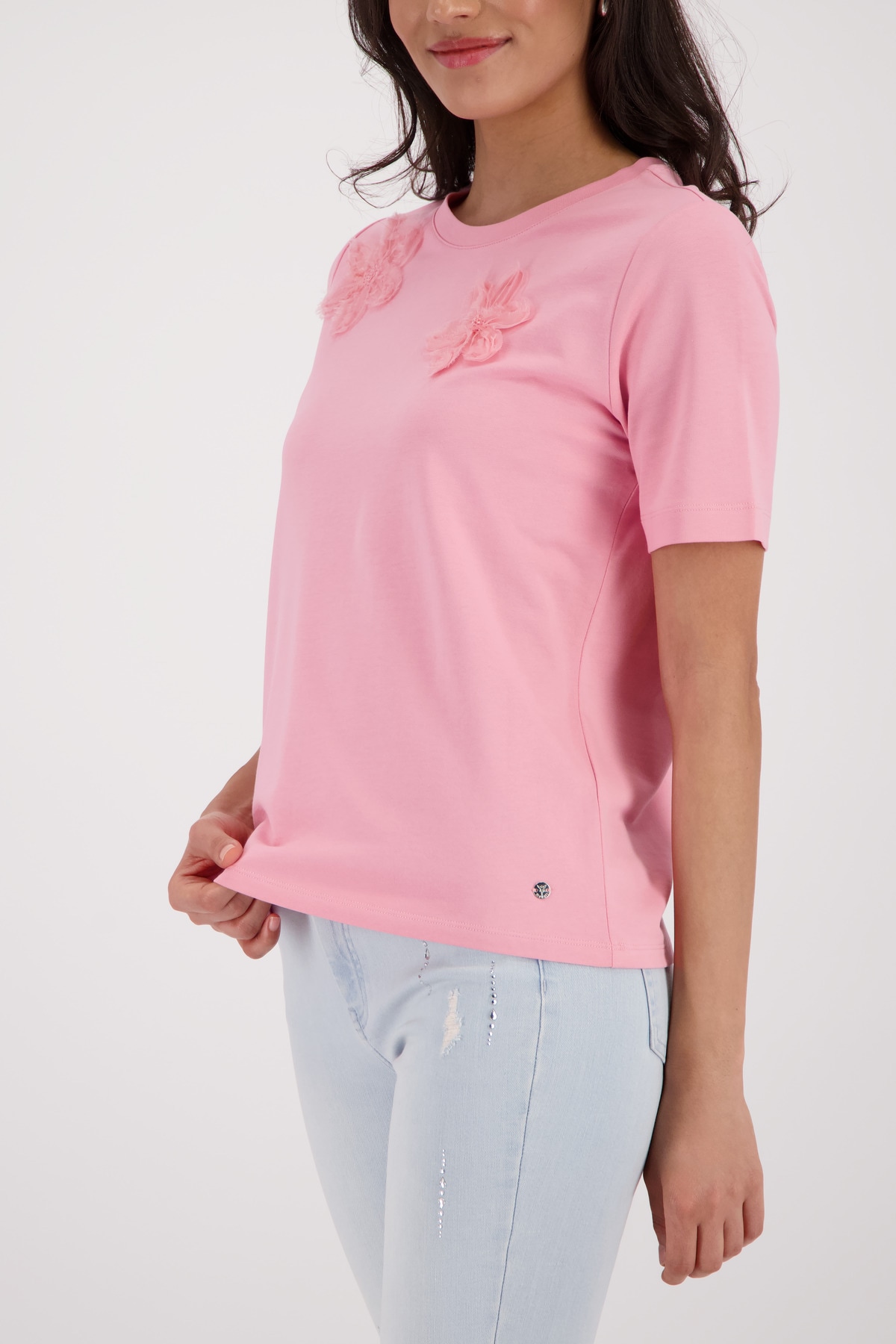 Monari T-Shirt »Shirt 3D Blume« Regular fit mit 3D-Blumen