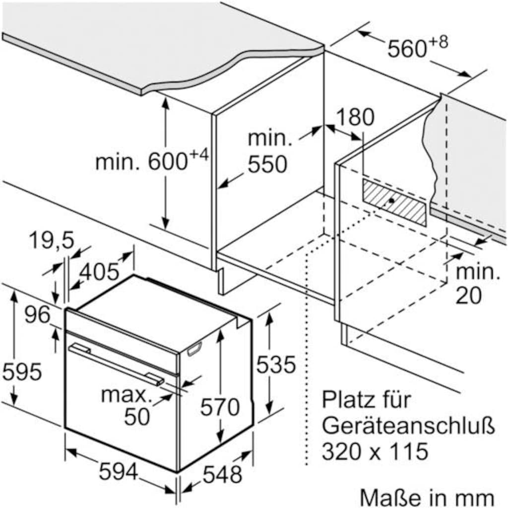 BOSCH Elektro-Herd-Set »HND411VR61«, HEA513BR2, mit Teleskopauszug nachrüstbar