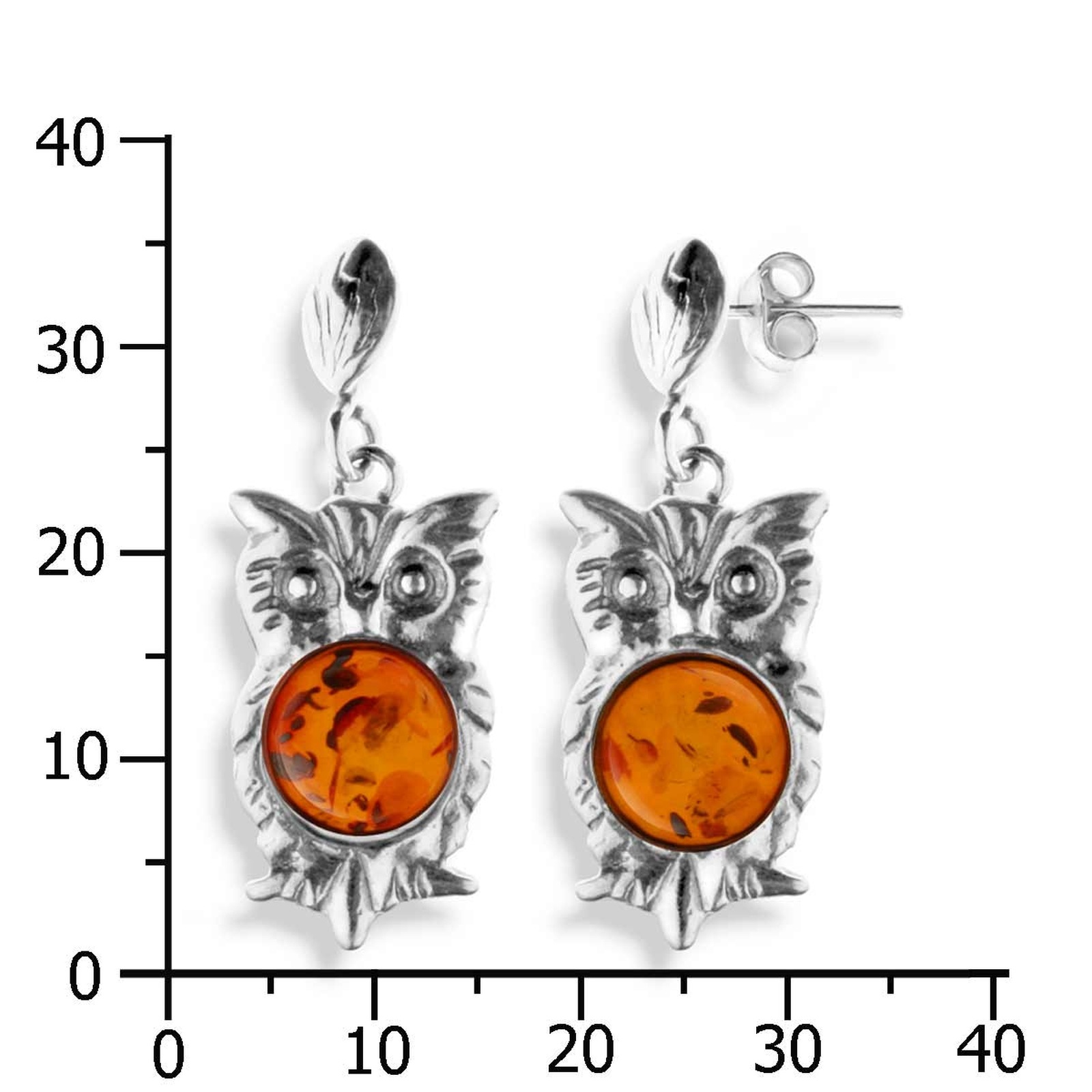 OSTSEE-SCHMUCK Paar Ohrhänger »- Eule - Silber 925/000 - Bernstein«