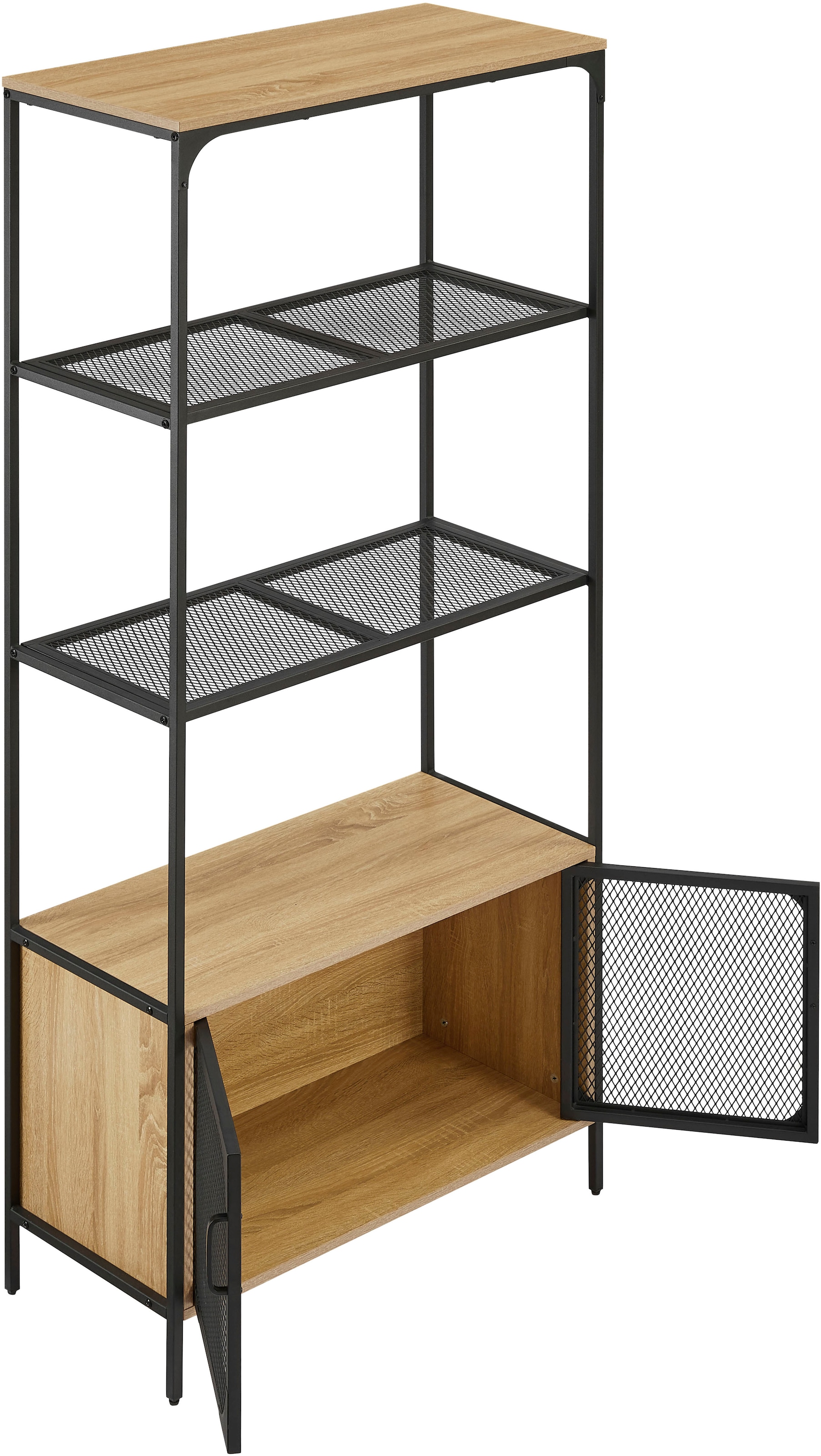 OTTO home Regal »Amance«, Metallgestell, viel Stauraum und ideal für Saugroboter, Höhe 177 cm