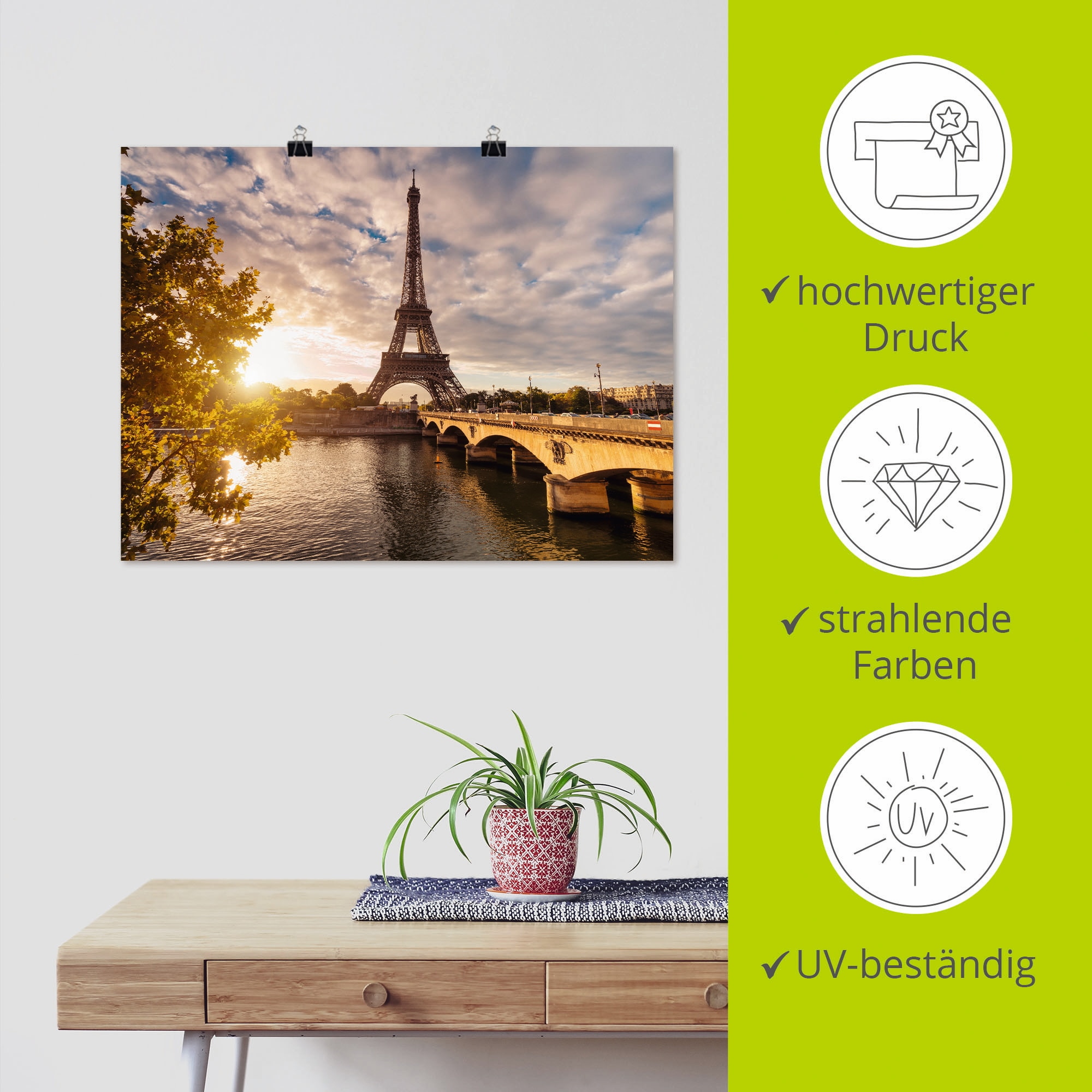 Artland Wandbild »Paris Eiffelturm II« Gebäude 1 Stk. tlg. als Leinwandbild, Poster in verschied. Größen