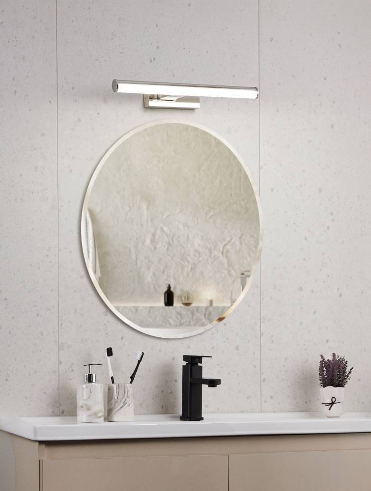 EGLO Wandleuchte »VADUMI Spiegelleuchte, Badezimmerleuchte, LED, Chrom, weiß, IP44«, 1 flammig, Leuchtmittel LED-Board | LED fest integriert, Feuchtraumleuchte, Badezimmer, Kunststoff, klassisch,m 40x5x12,5cm