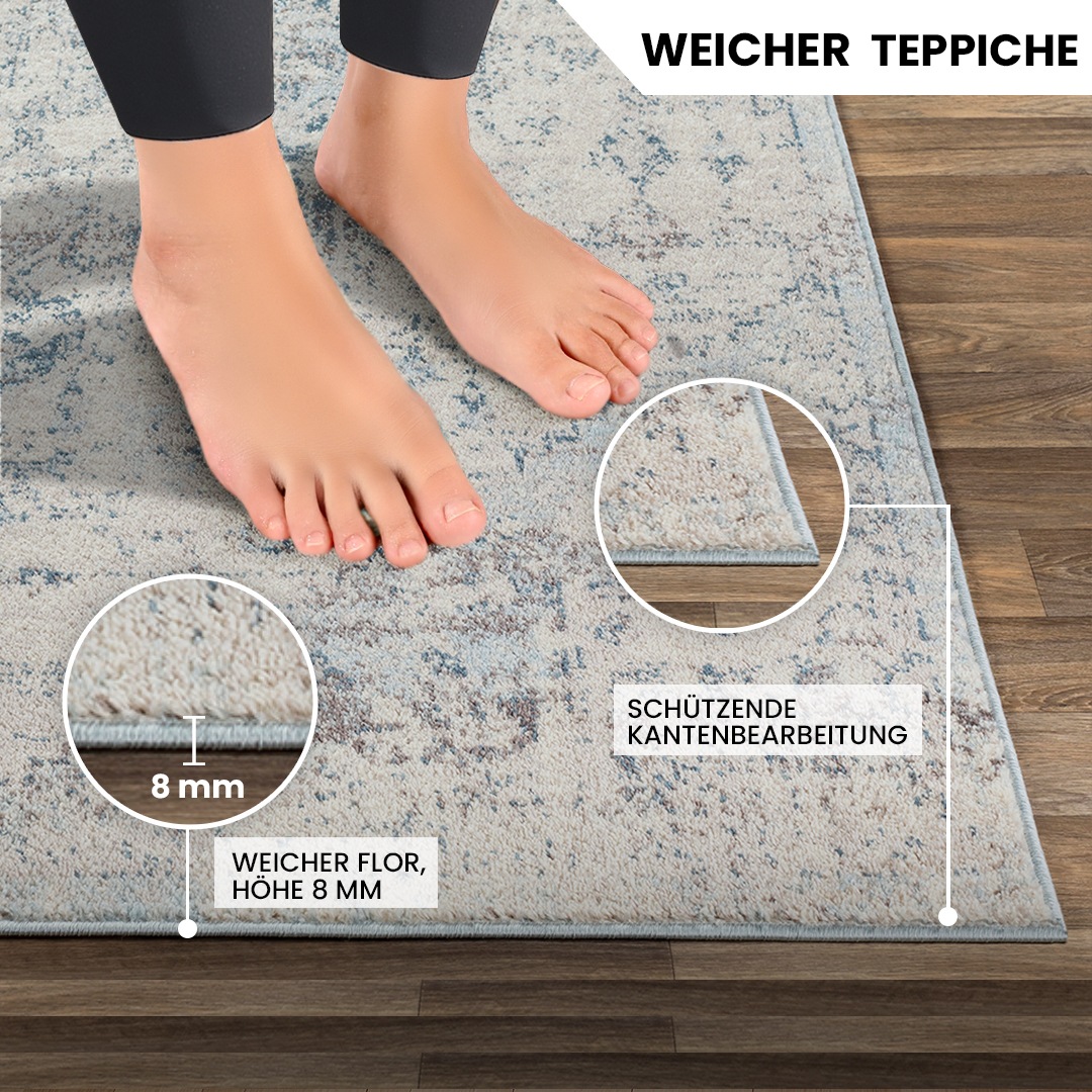 Livabliss Teppich »TAMPA«, rechteckig, 13 mm Höhe, Vintage Orientteppich, Traditional Kurzflor Boho Wohnzimmerteppich