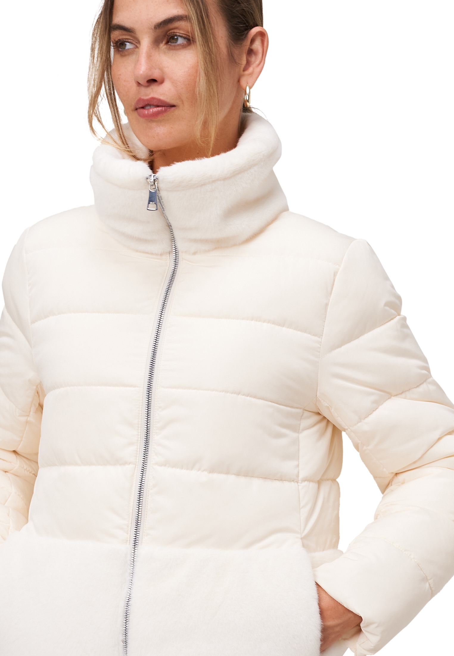 Zero Steppjacke »Steppjacke mit Kunstfellkragen«