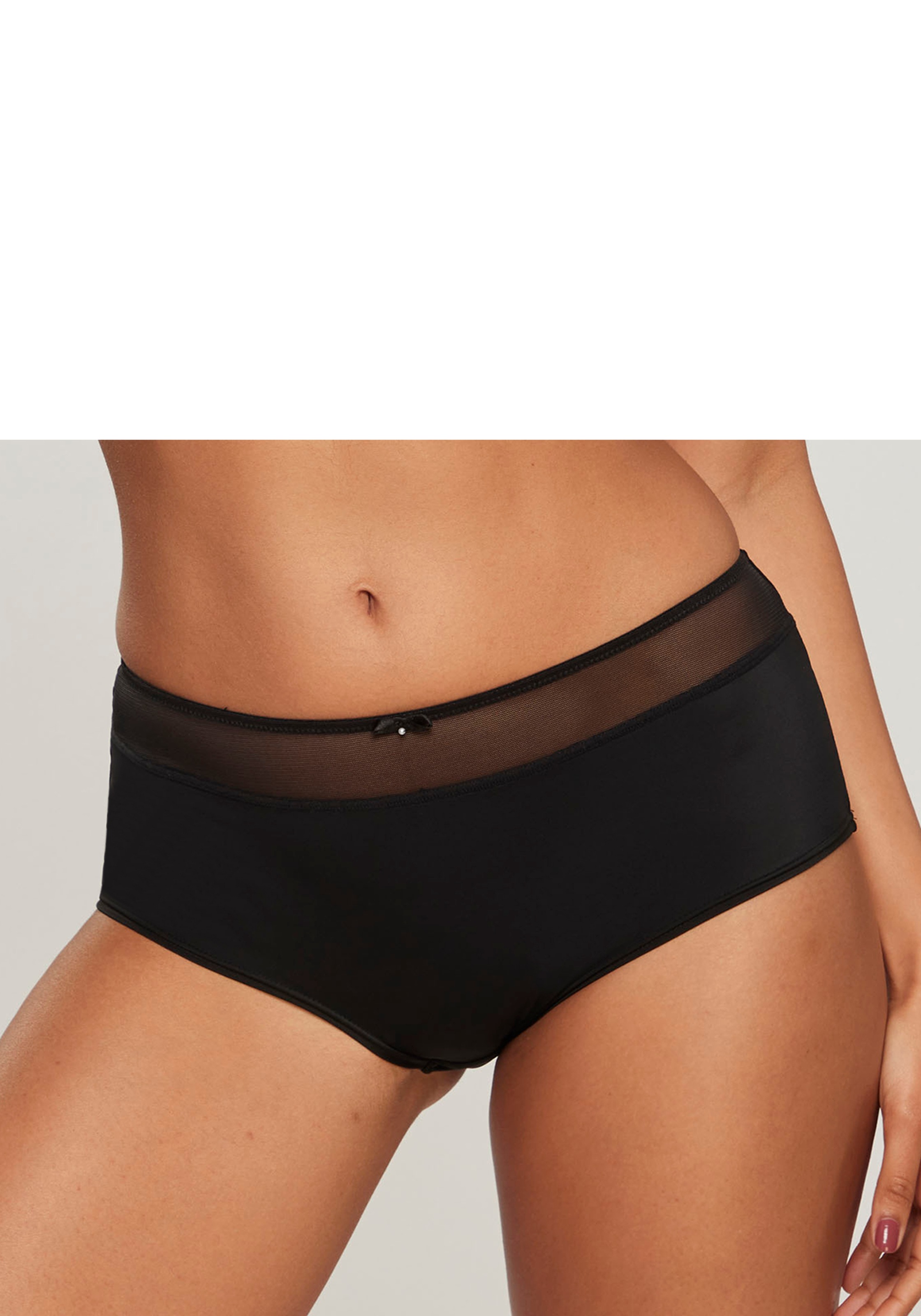 Nuance Panty mit transparentem Bund und Zierschleife in schwarz, Größe 44/46