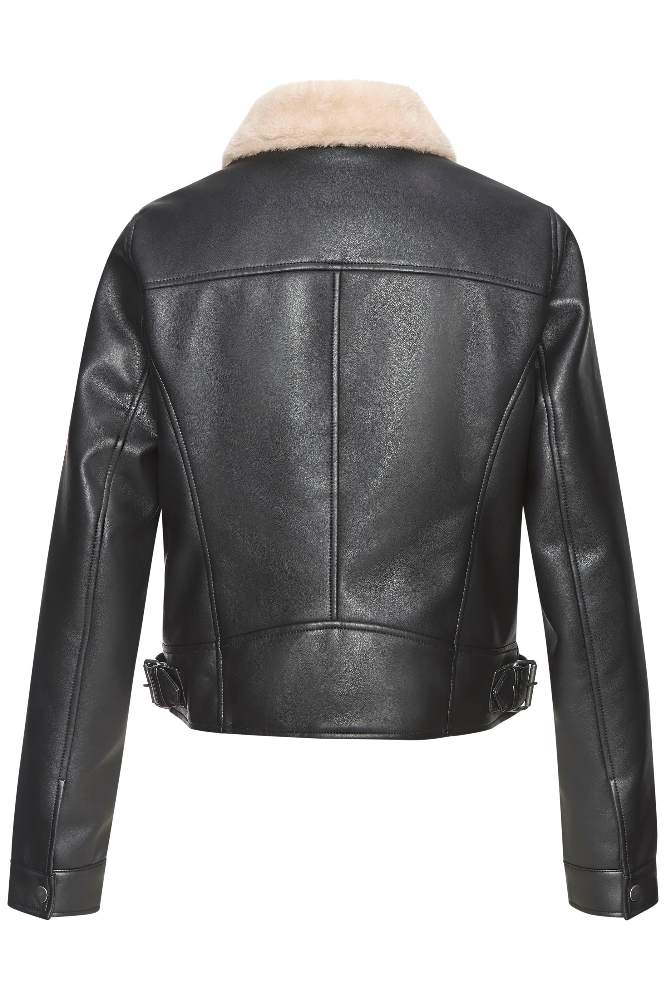 Buffalo Lederimitatjacke mit Lammfellimitat, Shearling-Jacke